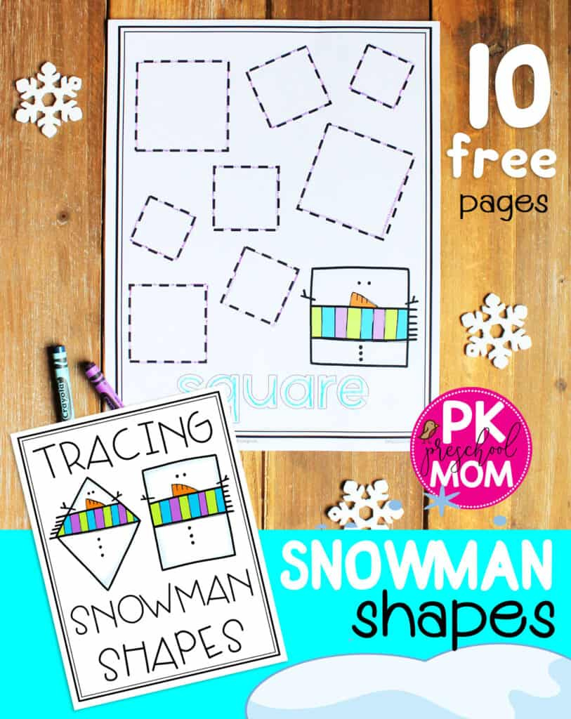 Tracing Snowman Shapes Activity - Preschool Mom in Christmas Snowmen Tracing Worksheet Printable