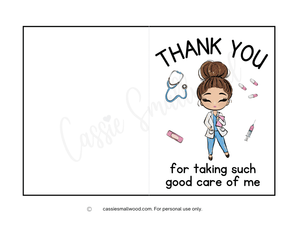 10 Cute Nurse Thank You Cards (Free Printable) - Cassie Smallwood in Printable Free Thank You Cards For Nurses