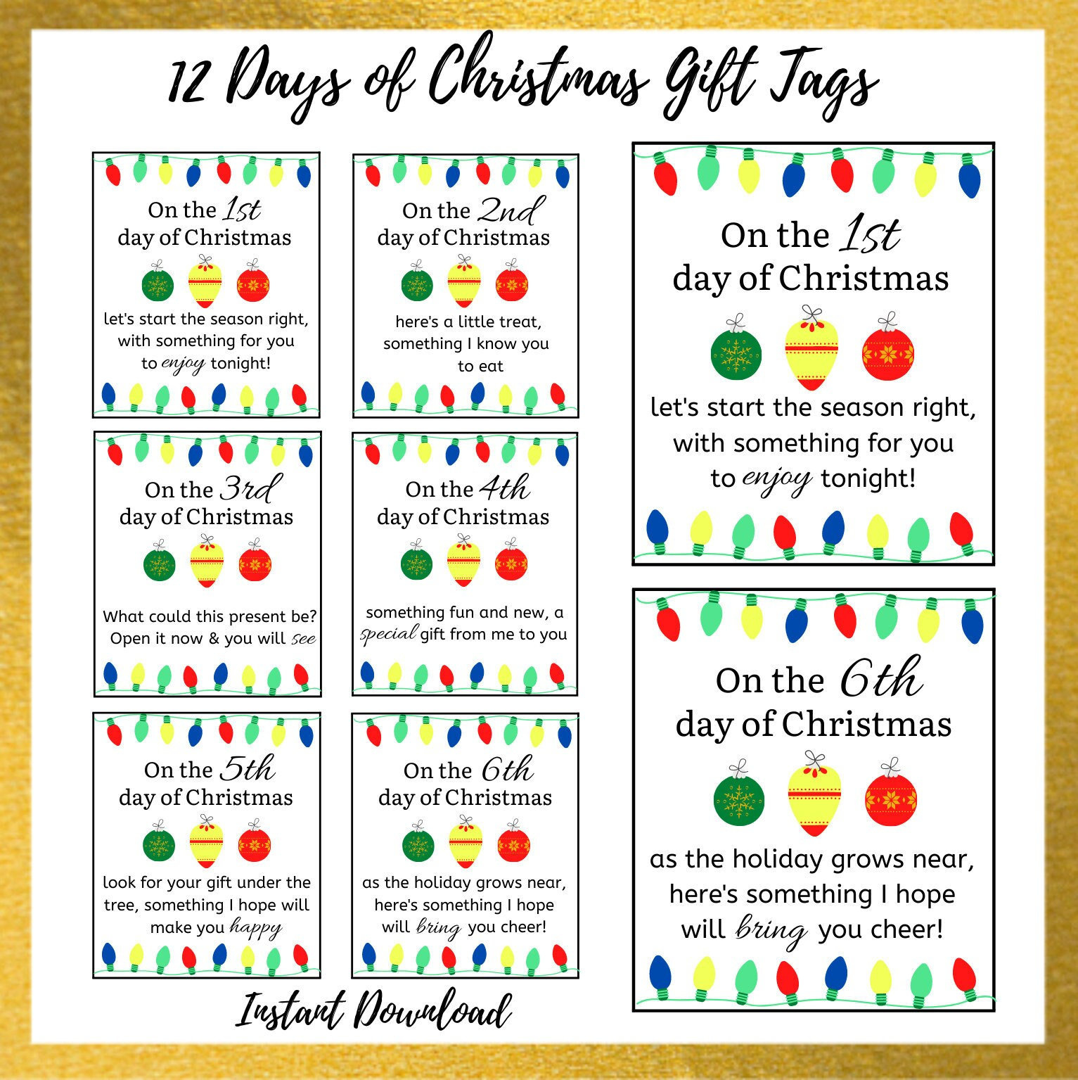 12 Days Of Christmas Gift Tags | 12 Days Of Christmas Printable inside 12 Days Of Christmas Printable Tags