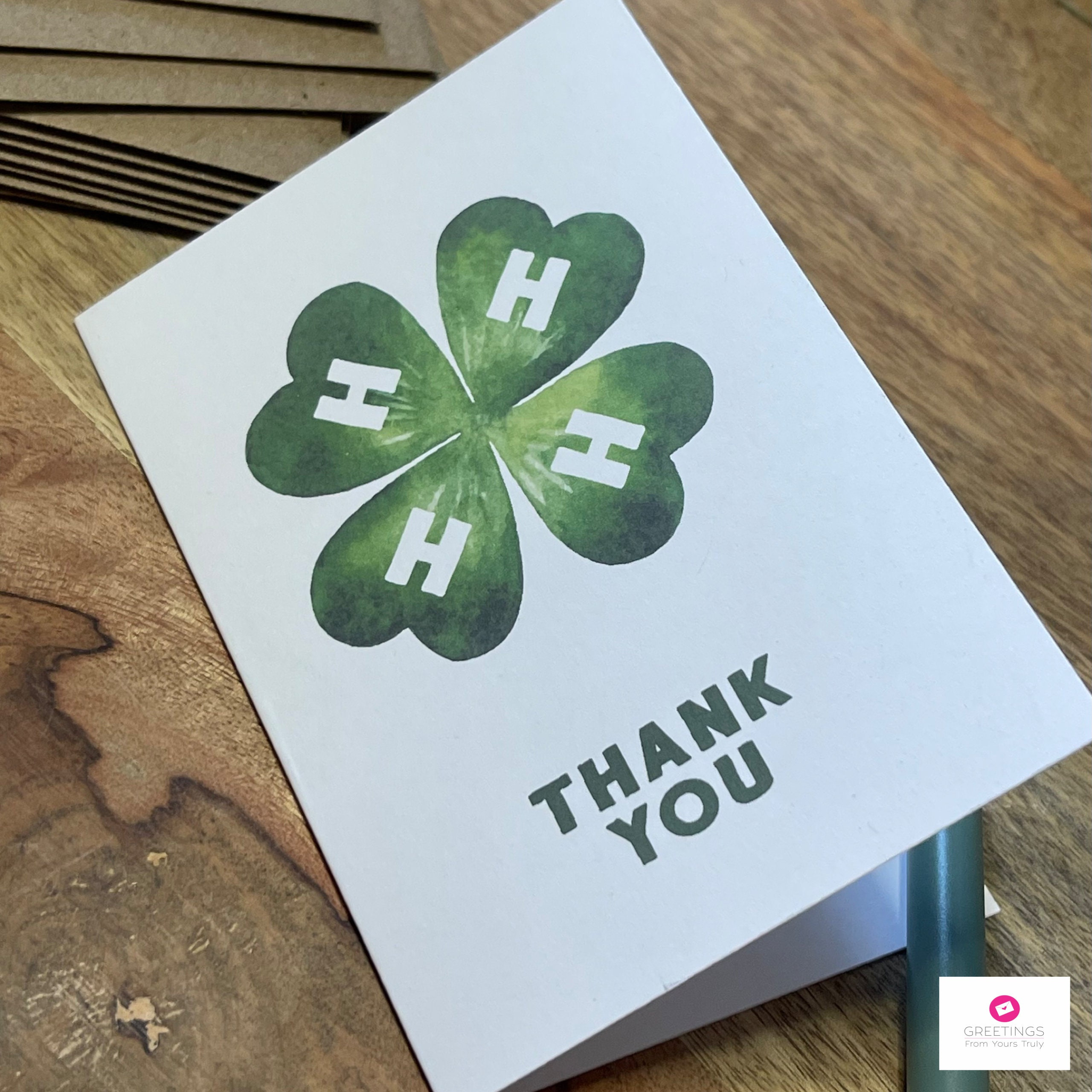 4-H Thank You Card: Clover Notecard - Etsy.de for 4H Thank You Cards Printable
