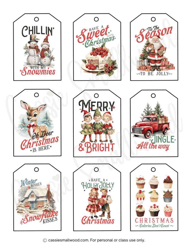 400+ Cutest Printable Christmas Tags (Free Pdf) - Cassie Smallwood for Vintage Christmas Gift Tags Printable