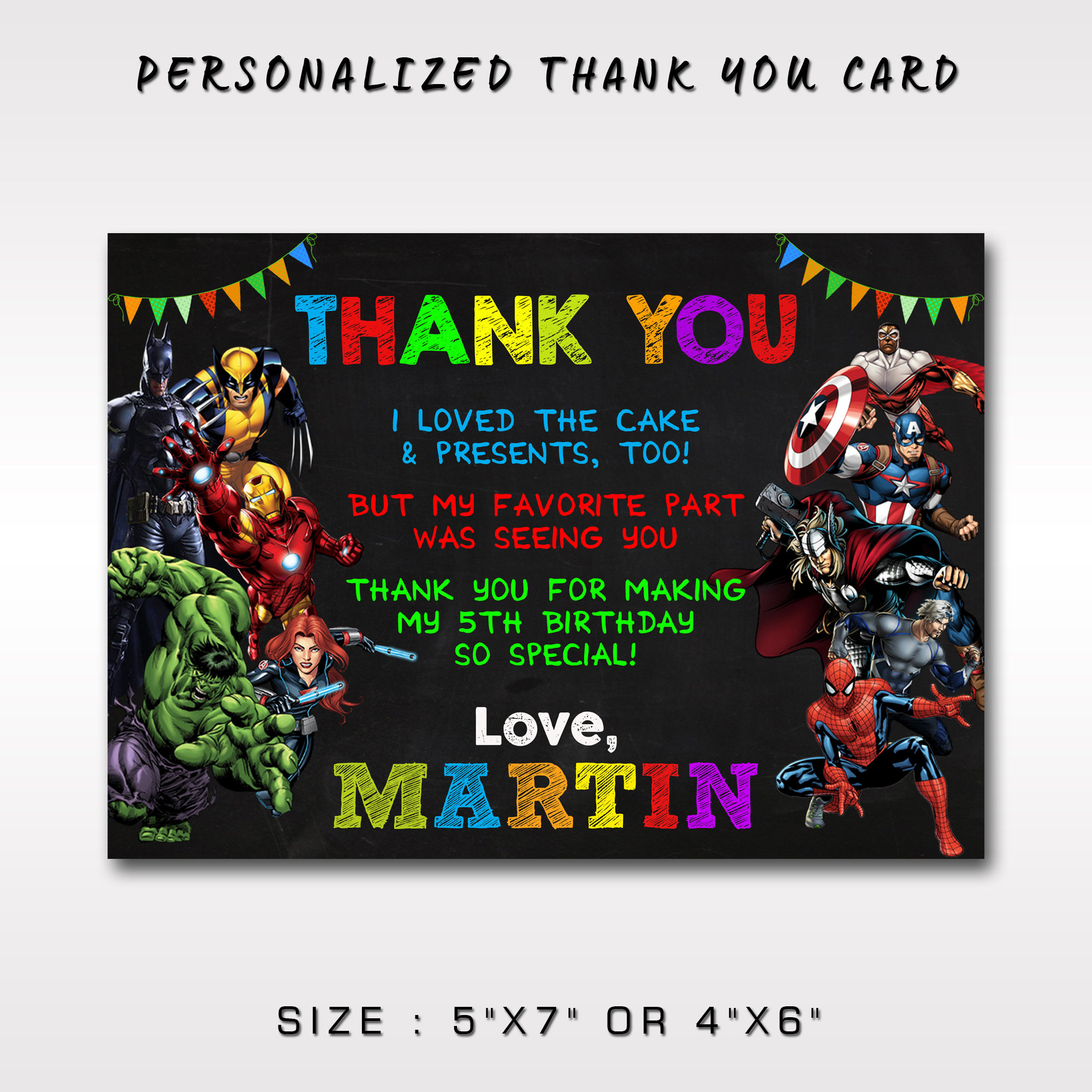 Avengers Thank You Card: Personalized Superheroes Note (Digital pertaining to Avengers Thank You Cards Printable