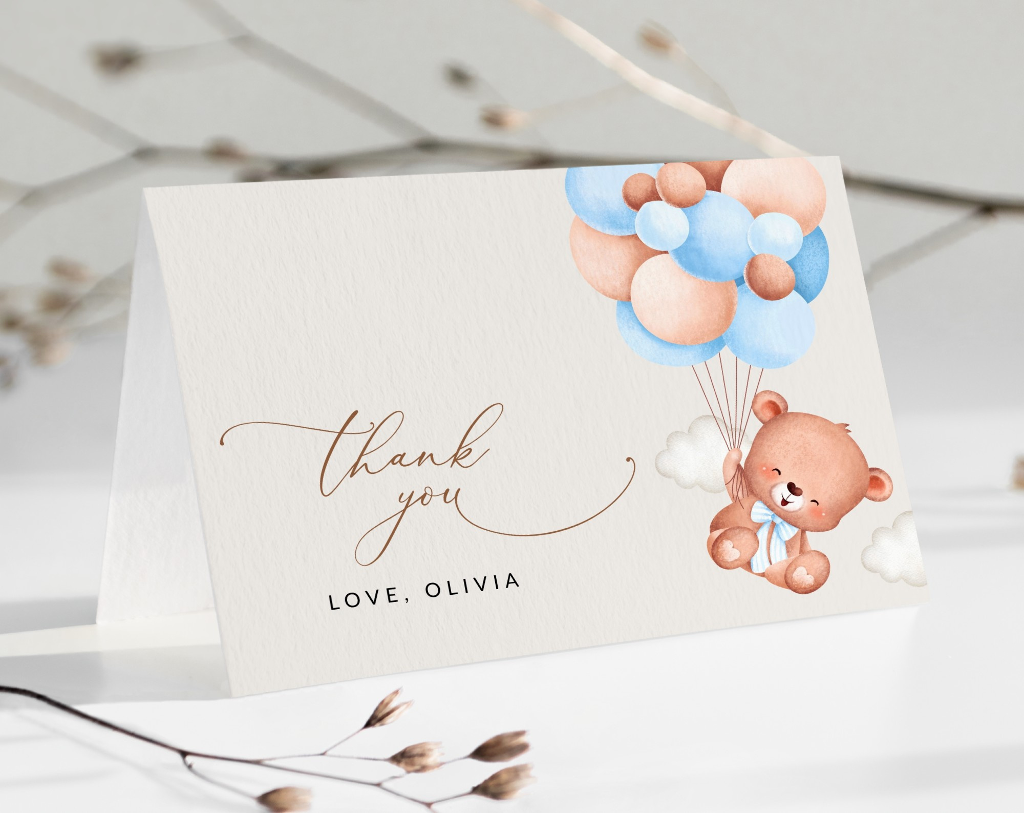 Baby Shower Thank You Cards - Strawberry And Hearts for Baby Boy Shower Thank You Cards Printable
