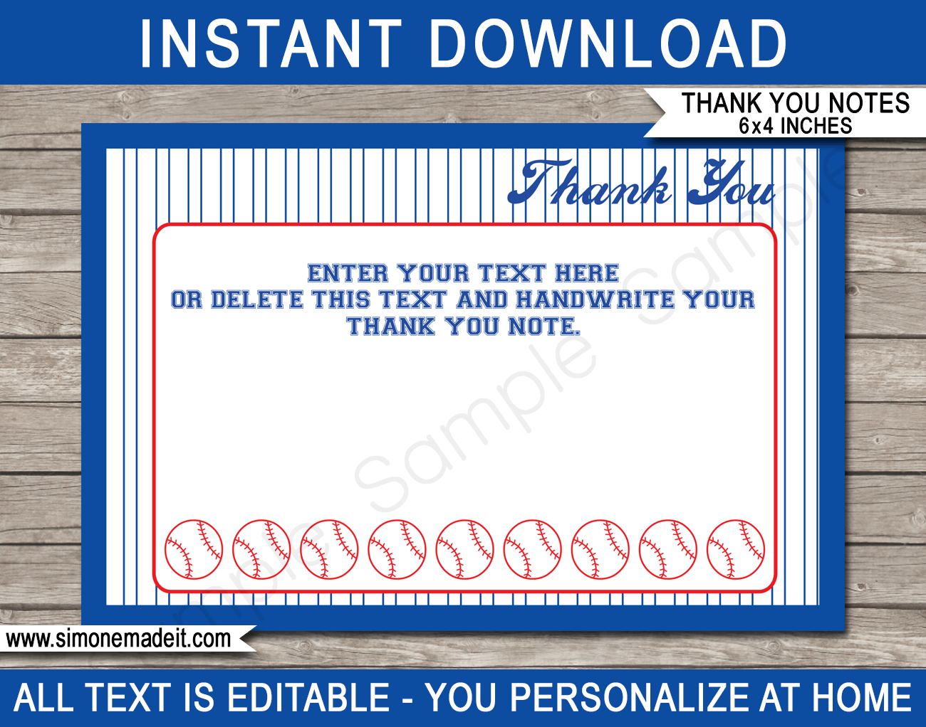 Baseball Party Thank You Cards Template throughout Baseball Thank You Cards Printable Free