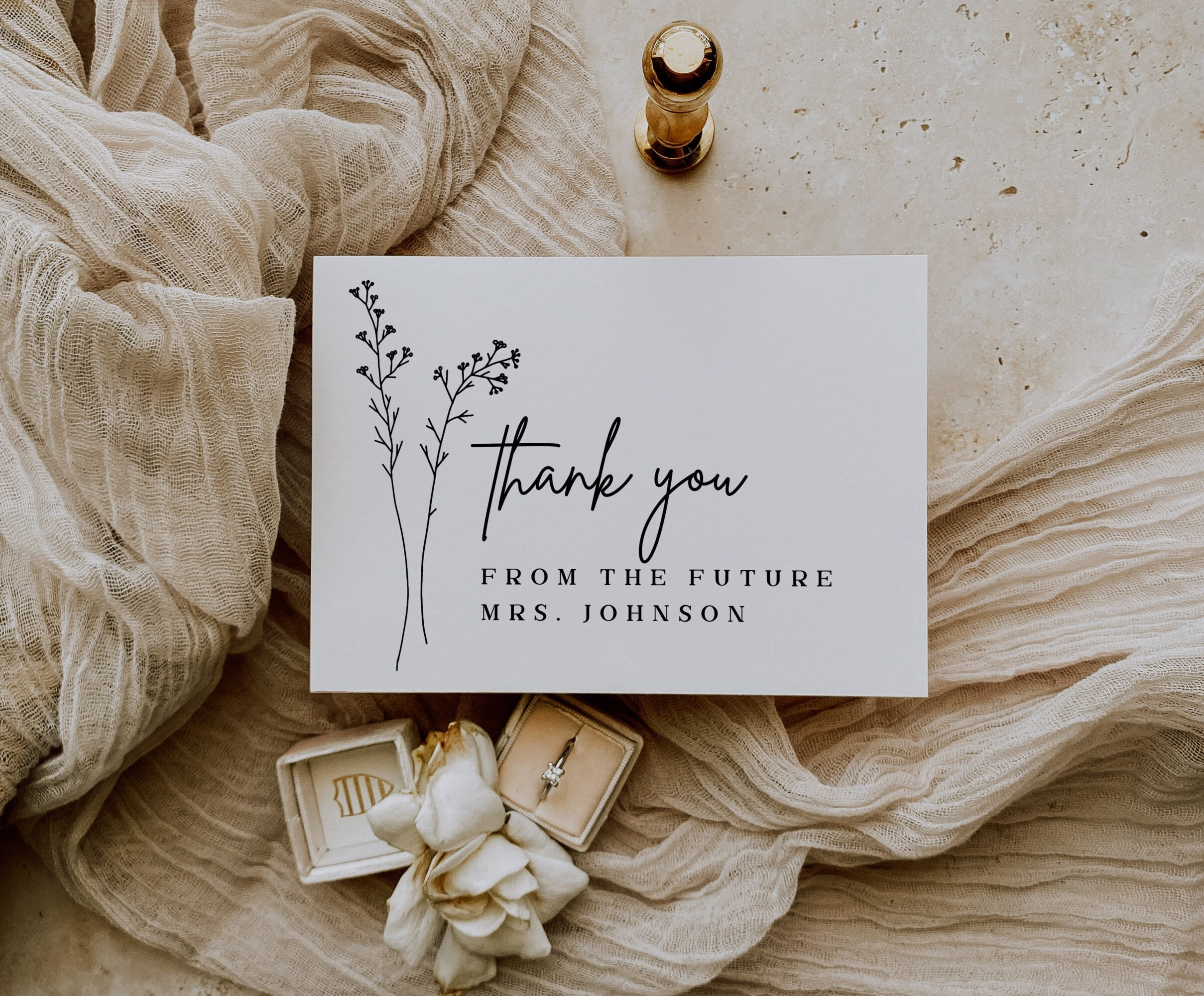 Bridal Shower Thank You Card Template Printable Modern Minimalist for Thank You Cards Bridal Shower Printable