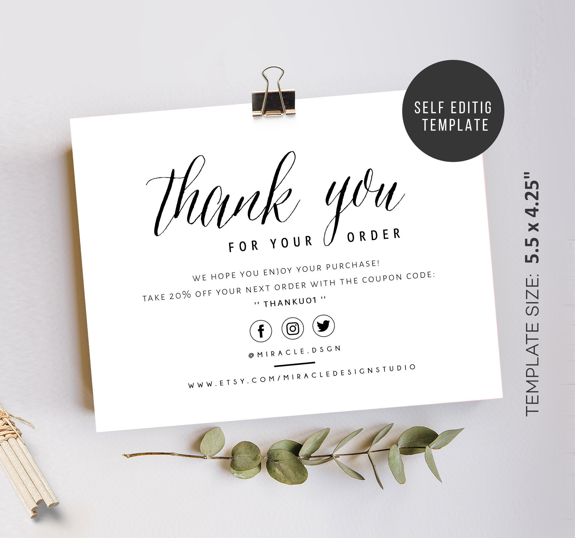 Business Thank You Insert Cards - Thank You For Your Order within Discount Thank You Cards Printable