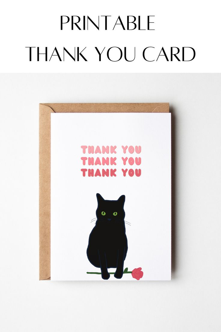 Cat Thank You Card | Funny Thank You Card | Instant Download with regard to Funny Thank You Cards Printable