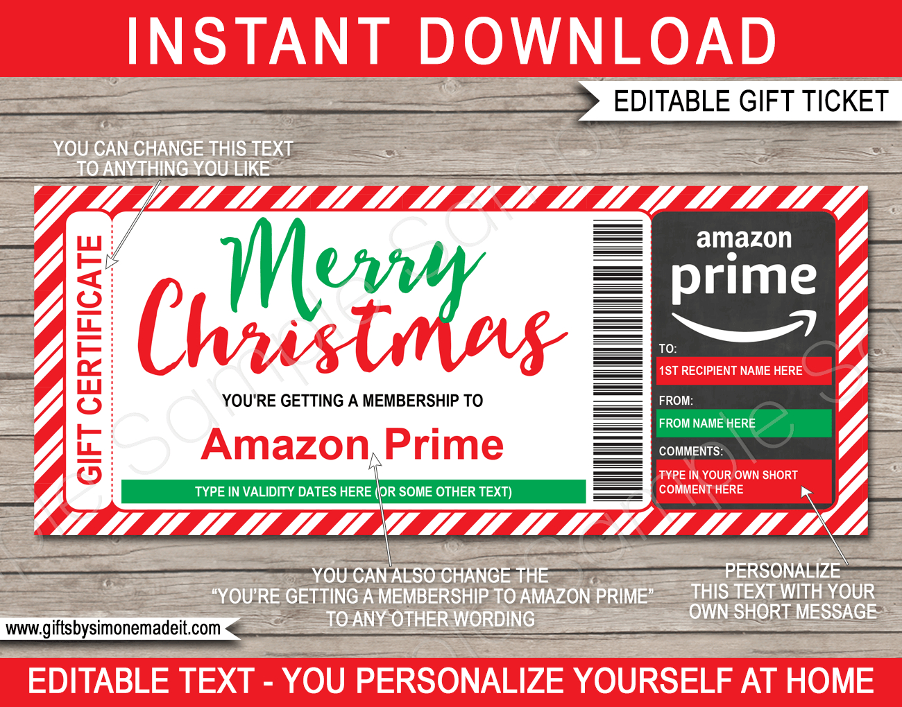 Christmas Amazon Prime Gift Certificate regarding Amazon Gift Card Merry Christmas Printable