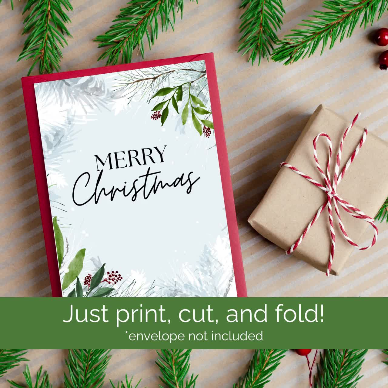 Christmas Card Digital Download, Holiday Card, Printable Christmas Card,  Merry Christmas, 5X7 Card with regard to Printable Christmas Card Etsy