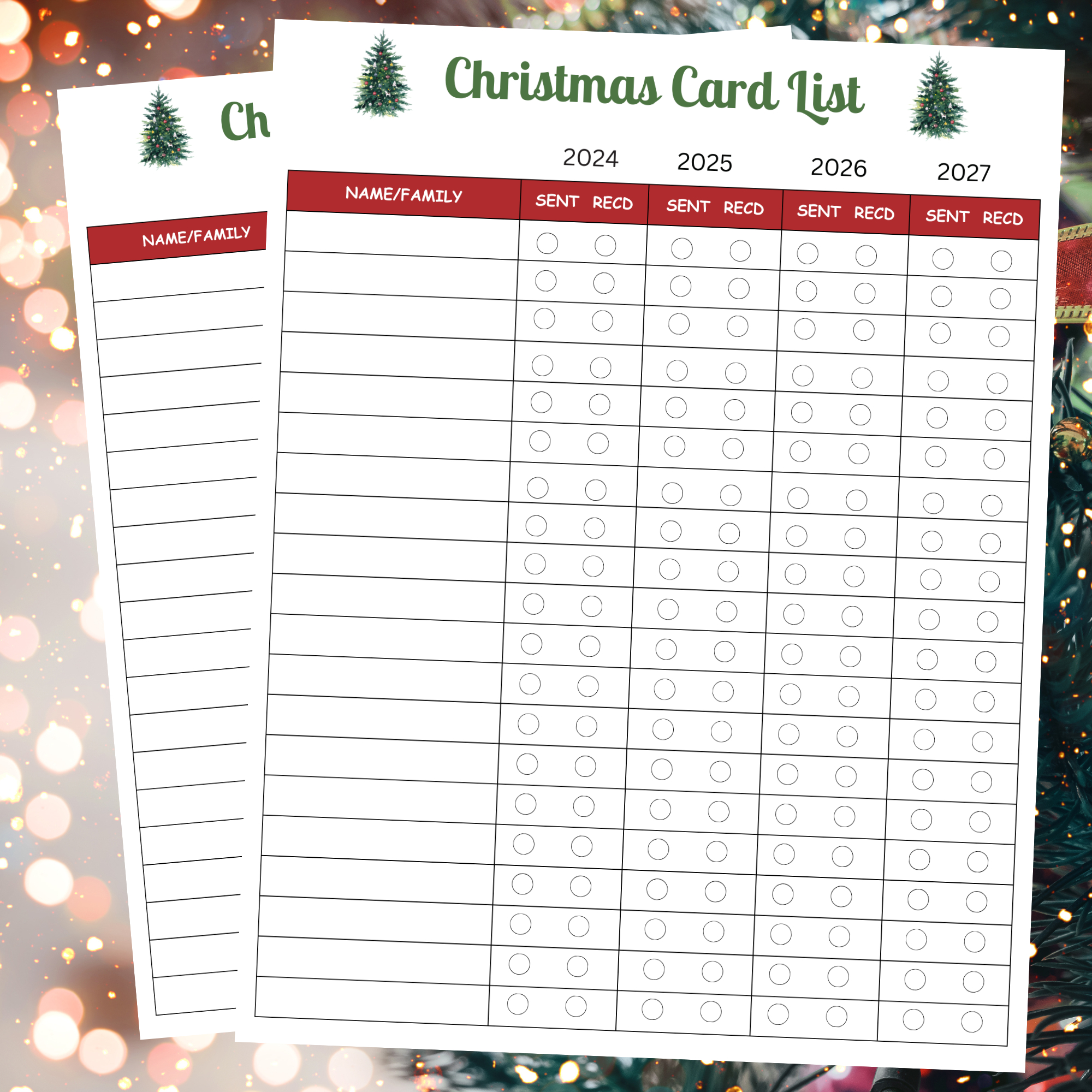Christmas Card List Printable Checklist (Instant Download) for Printable Christmas Card List 2025