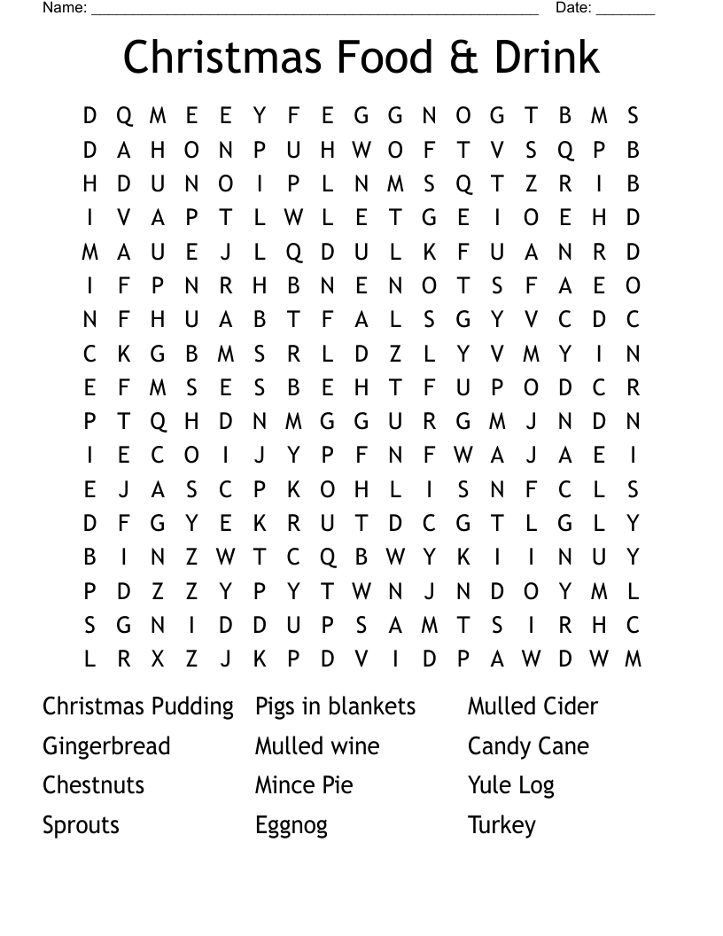 Christmas Food &amp;amp; Drink Word Search - Wordmint regarding Christmas Word Search Printable