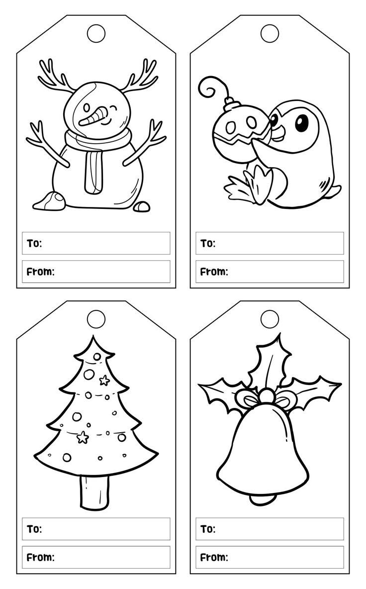 Christmas Gift Tags To Color - 10 Free Pdf Printables | Printablee regarding Free Printable Coloring Christmas Gift Tags