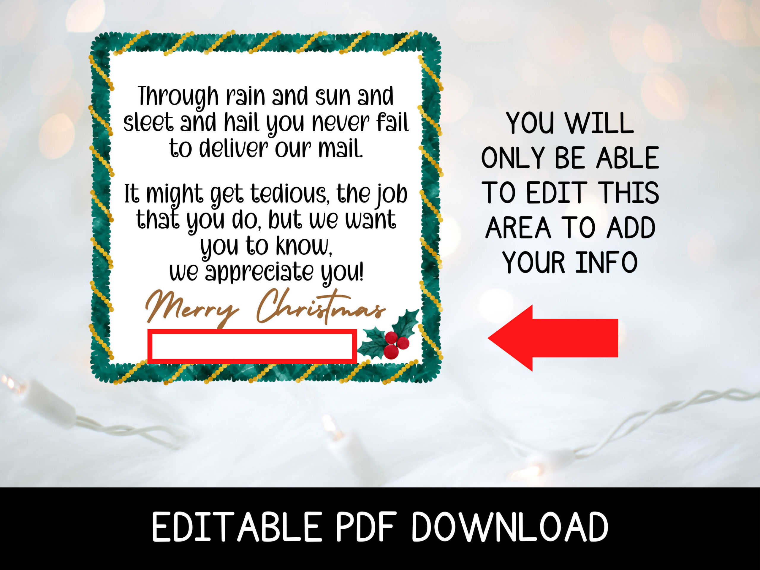 Christmas Postcard Free Thank You Postcard S, Editable And inside Free Printable Christmas Card For Mail Carrier