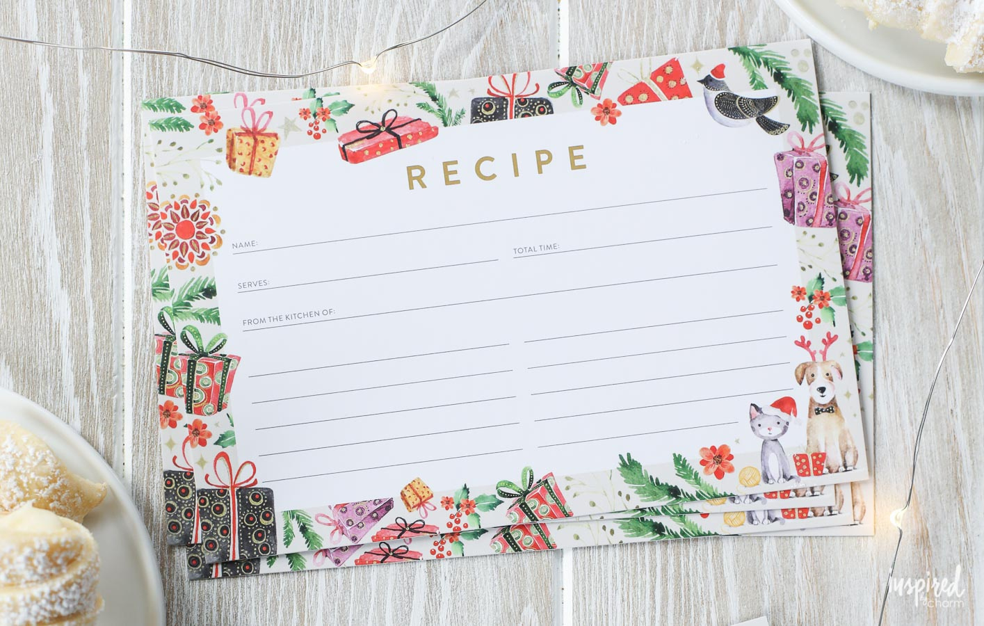 Christmas Recipe Card Printable - Holiday Recipe Card Download with regard to Printable Christmas Card Stock For Recipes