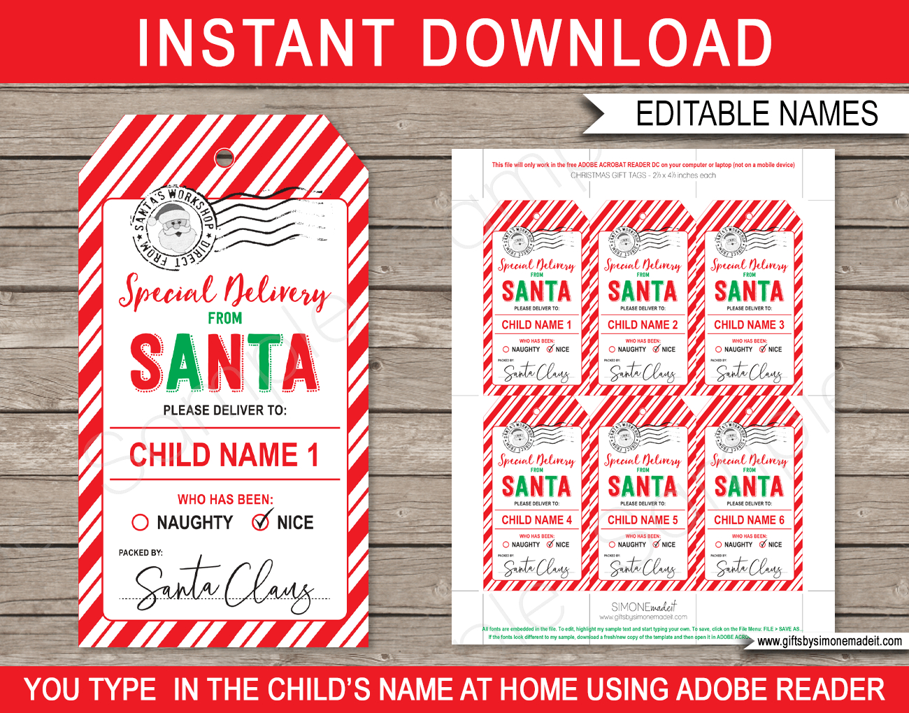 Christmas Santa Gift Tags - Red &amp;amp; Green intended for Printable Christmas Tags From Santa