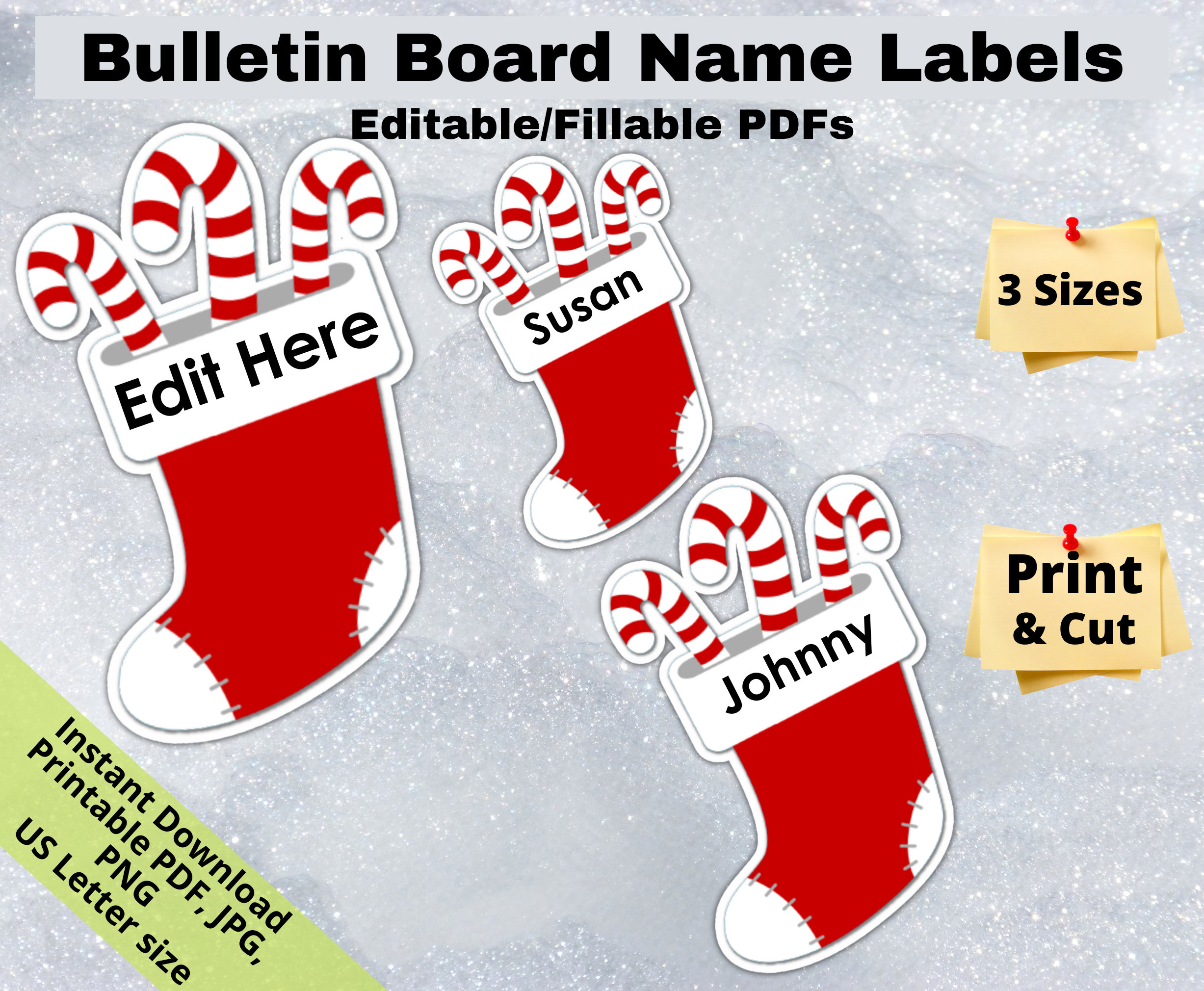 Christmas Stocking, Editable Student Name Tags Printables in Christmas Stocking Tags Printable