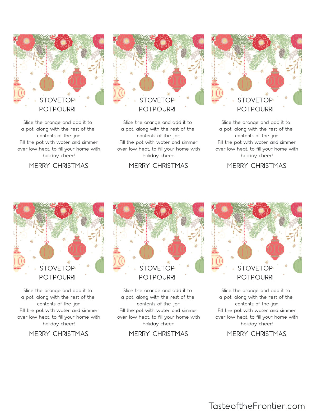 Christmas Stovetop Potpourri Gift Printable Tags throughout Free Printable Christmas Potpourri Tags