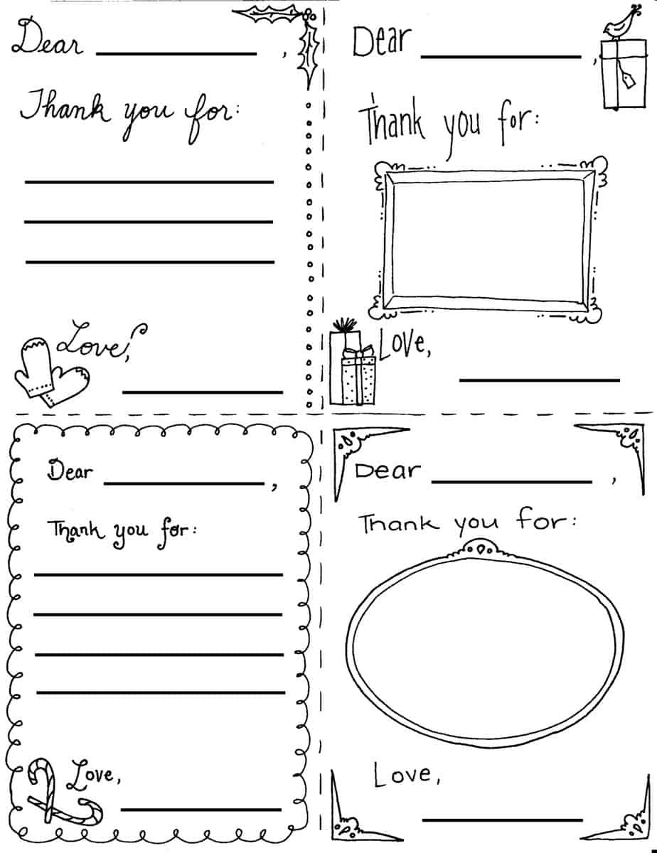 Christmas &amp;quot;Thank You Cards&amp;quot; Coloring Page in Blank Thank You Cards Printable For Kids
