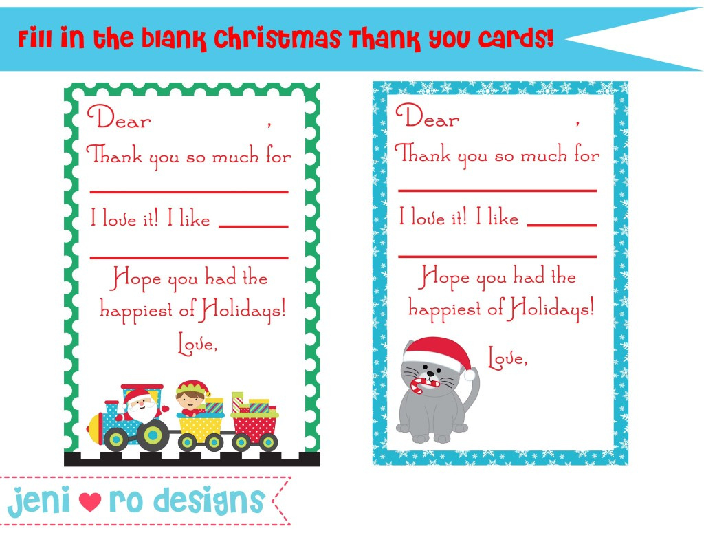 Christmas Thank You Notes For Your Little Ones To Fill In! pertaining to Free Printable Christmas Thank You Note Cards