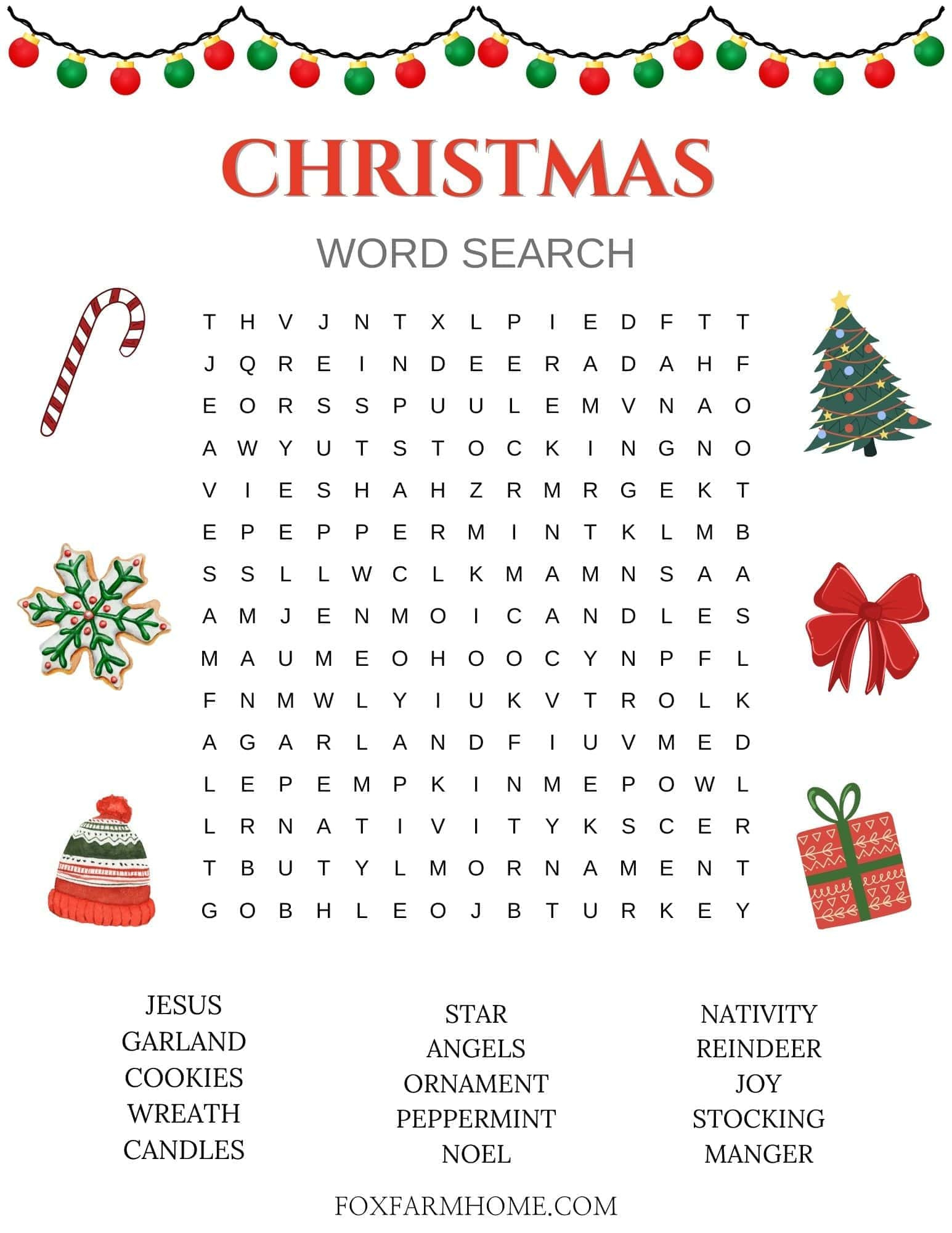 Christmas Word Search For Kids - Fox Farm Home pertaining to Christmas Word Search Printable