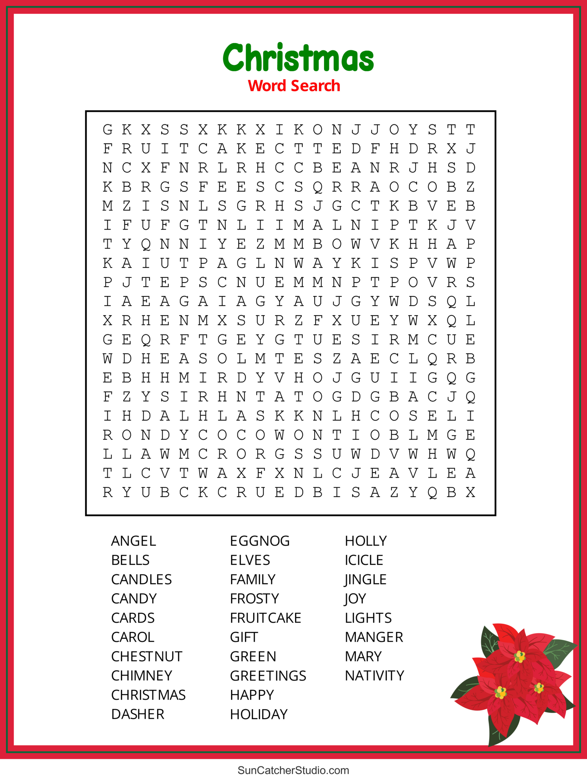 Christmas Word Search (Free Printable Pdf Puzzles) – Free throughout Hard Holiday Word Search Printable