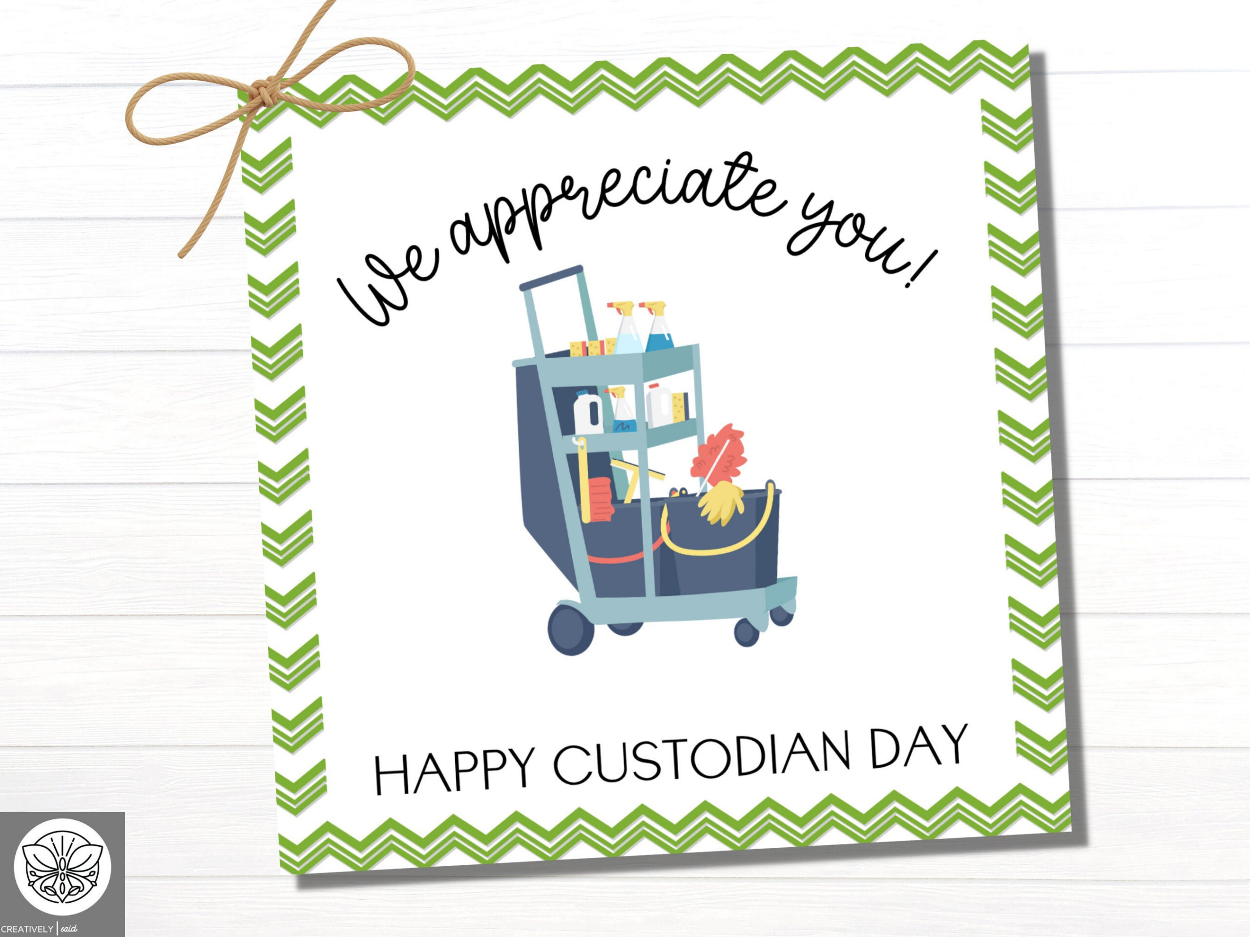 Custodian Appreciation Day Printable Gift Tag | Janitor Thank You with regard to Free Printable Custodian Thank You Cards