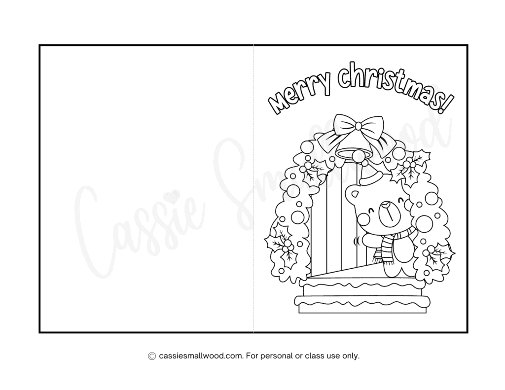 Cute Christmas Cards To Color - Cassie Smallwood in Printable Christmas Card For Kids to Color