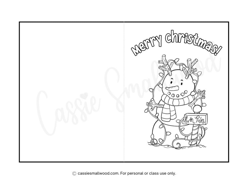 Cute Christmas Cards To Color - Cassie Smallwood regarding Printable Christmas Card To Color