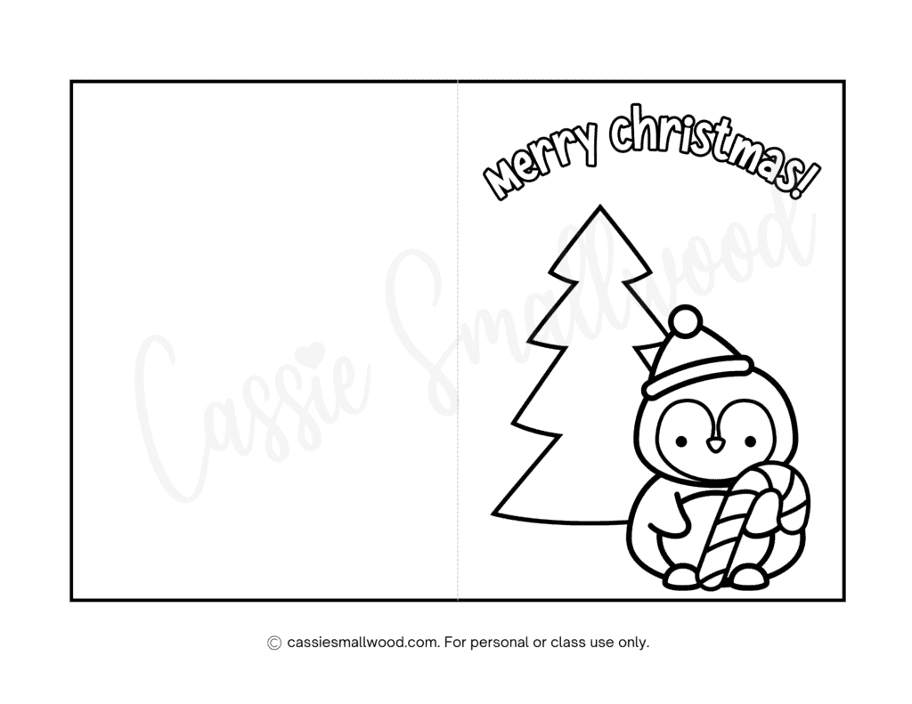 Cute Christmas Cards To Color - Cassie Smallwood within Printable Christmas Card Coloring Pages