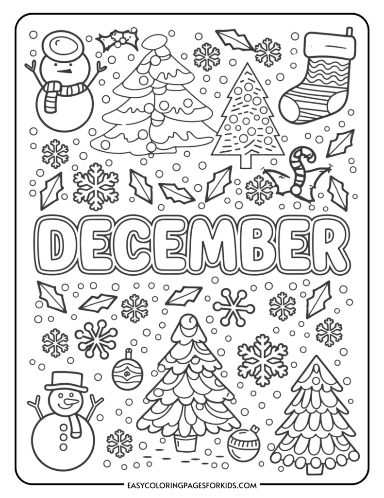 December Coloring Pages For Kids (7 Free Printable Pages) - Easy with regard to Christmas Colouring Printable