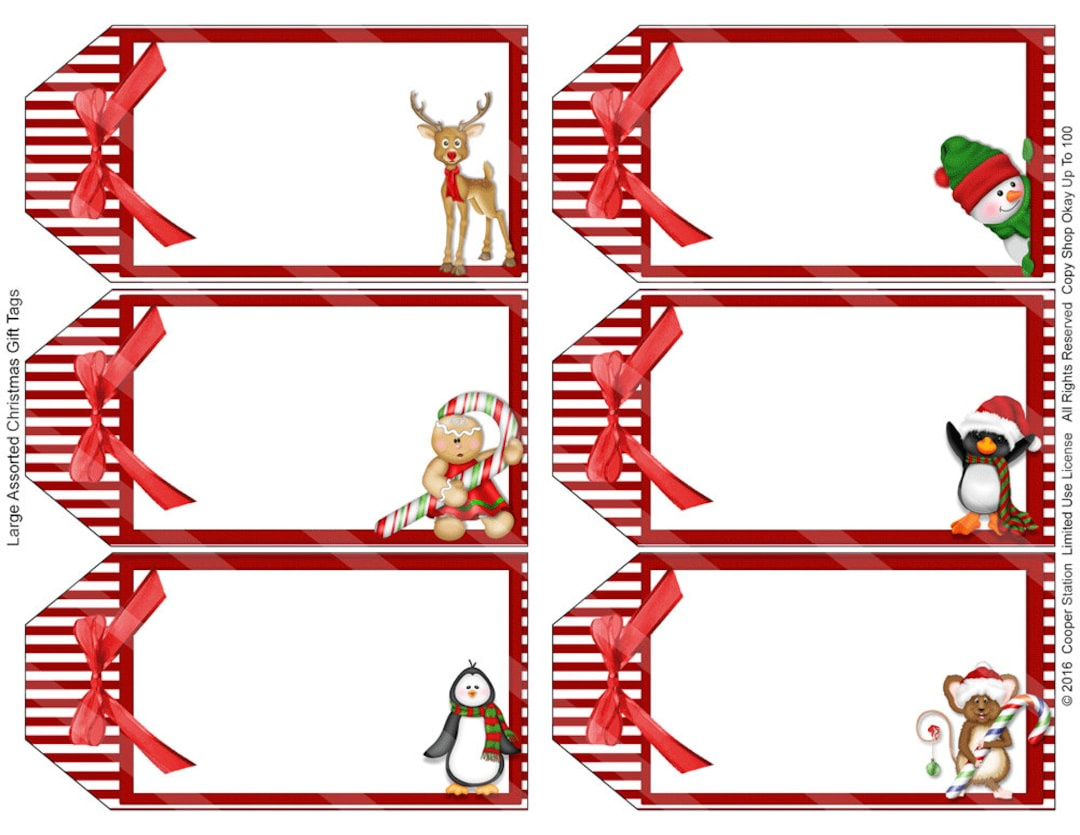 Digital Printable Assorted Large Holiday Gift Tags - Christmas with regard to Large Printable Christmas Tags