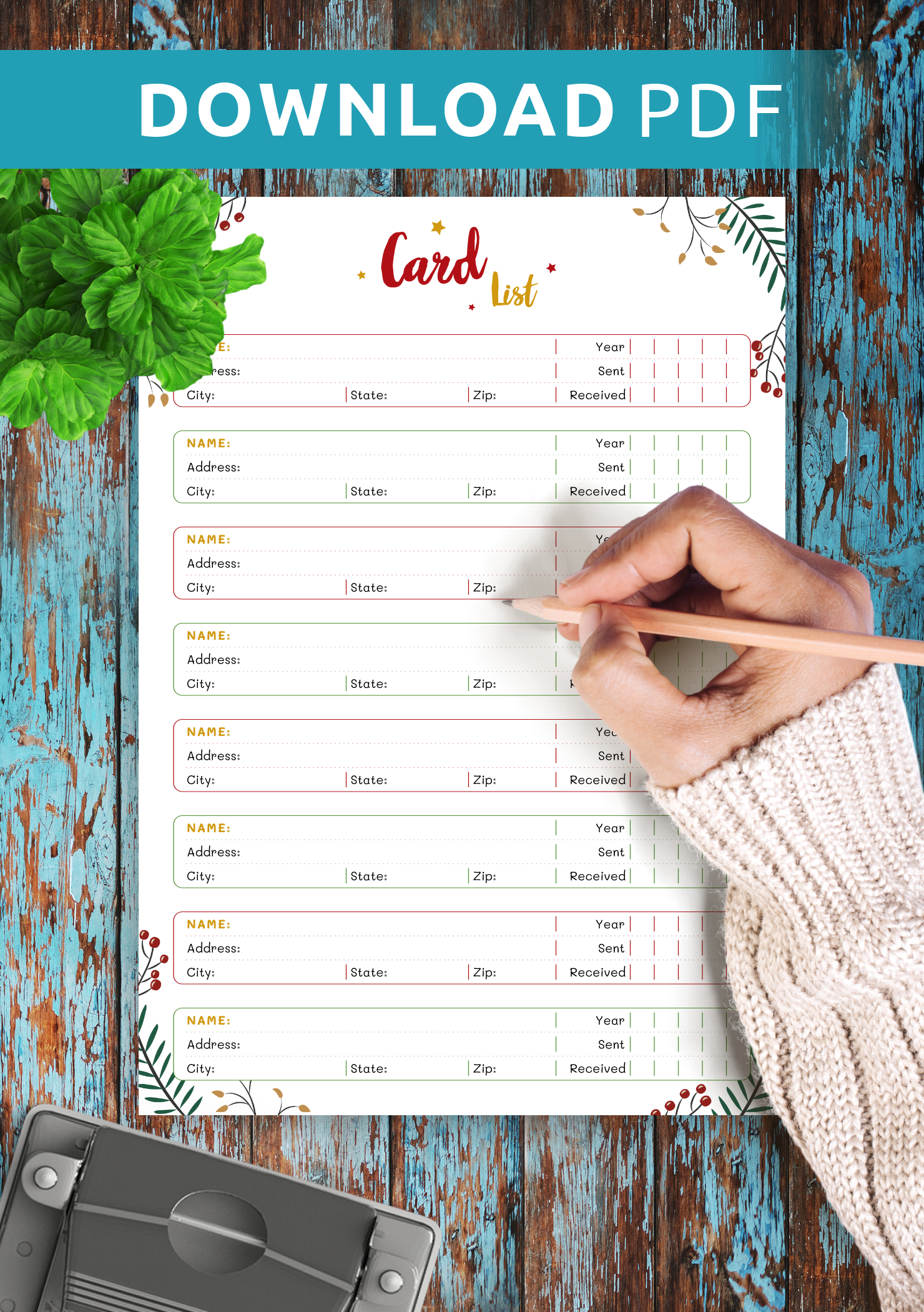 Download Printable Christmas Style - Card List Pdf for Printable Christmas Card List
