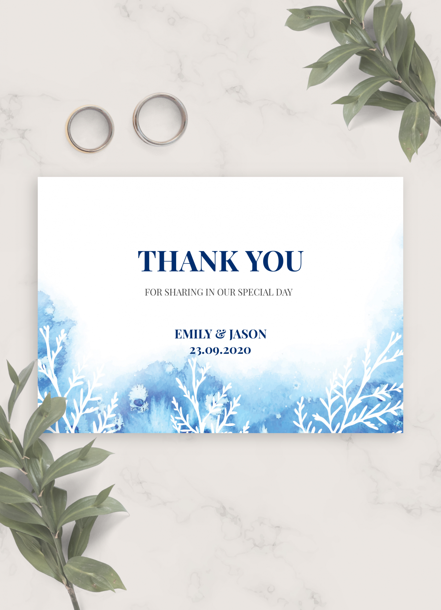 Download Printable Frosty Winter Wedding Thank You Card Pdf intended for Winter Thank You Cards Printable