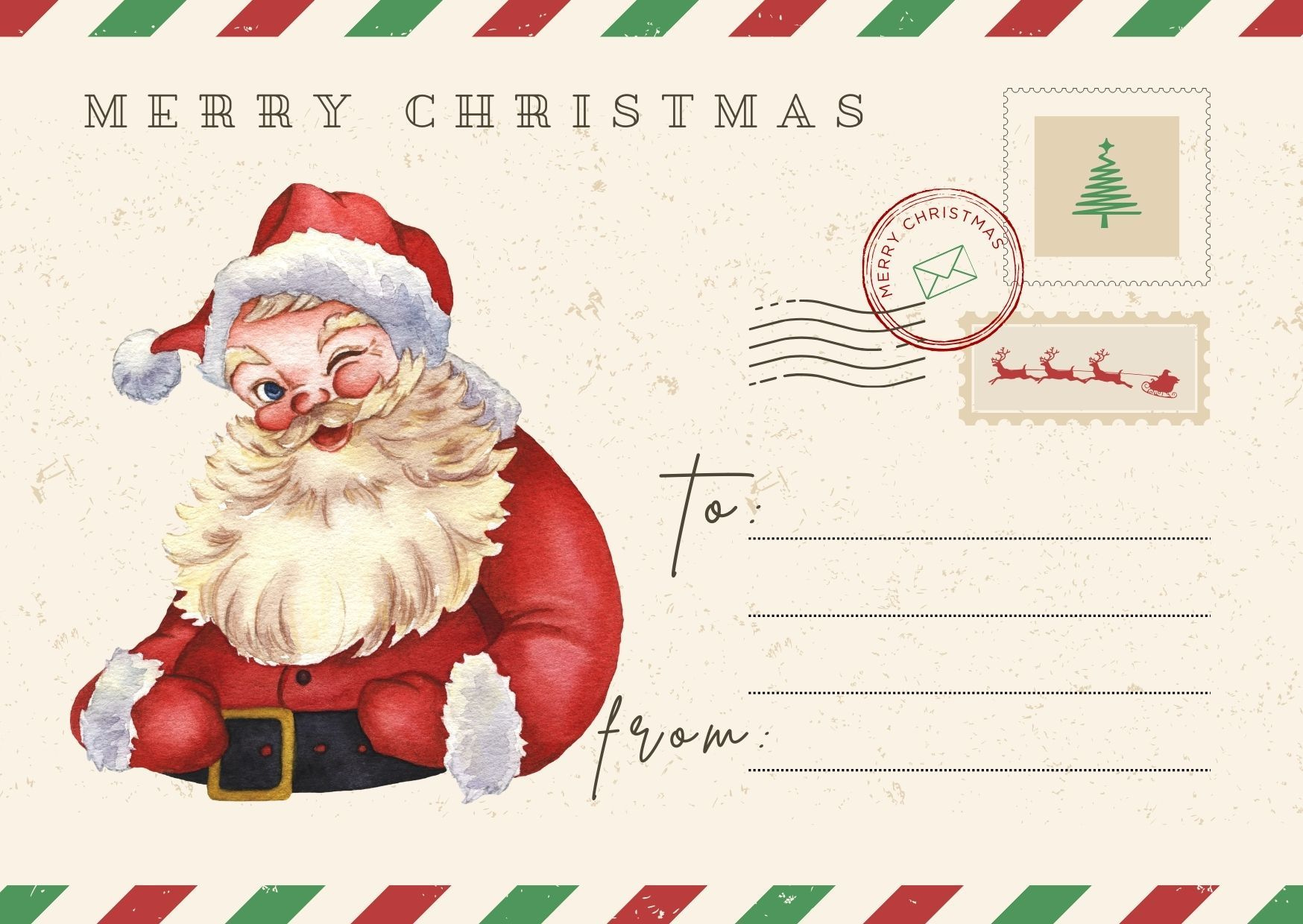 Downloadable And Printable Christmas Greeting Card (Santa Claus inside Printable Christmas Card