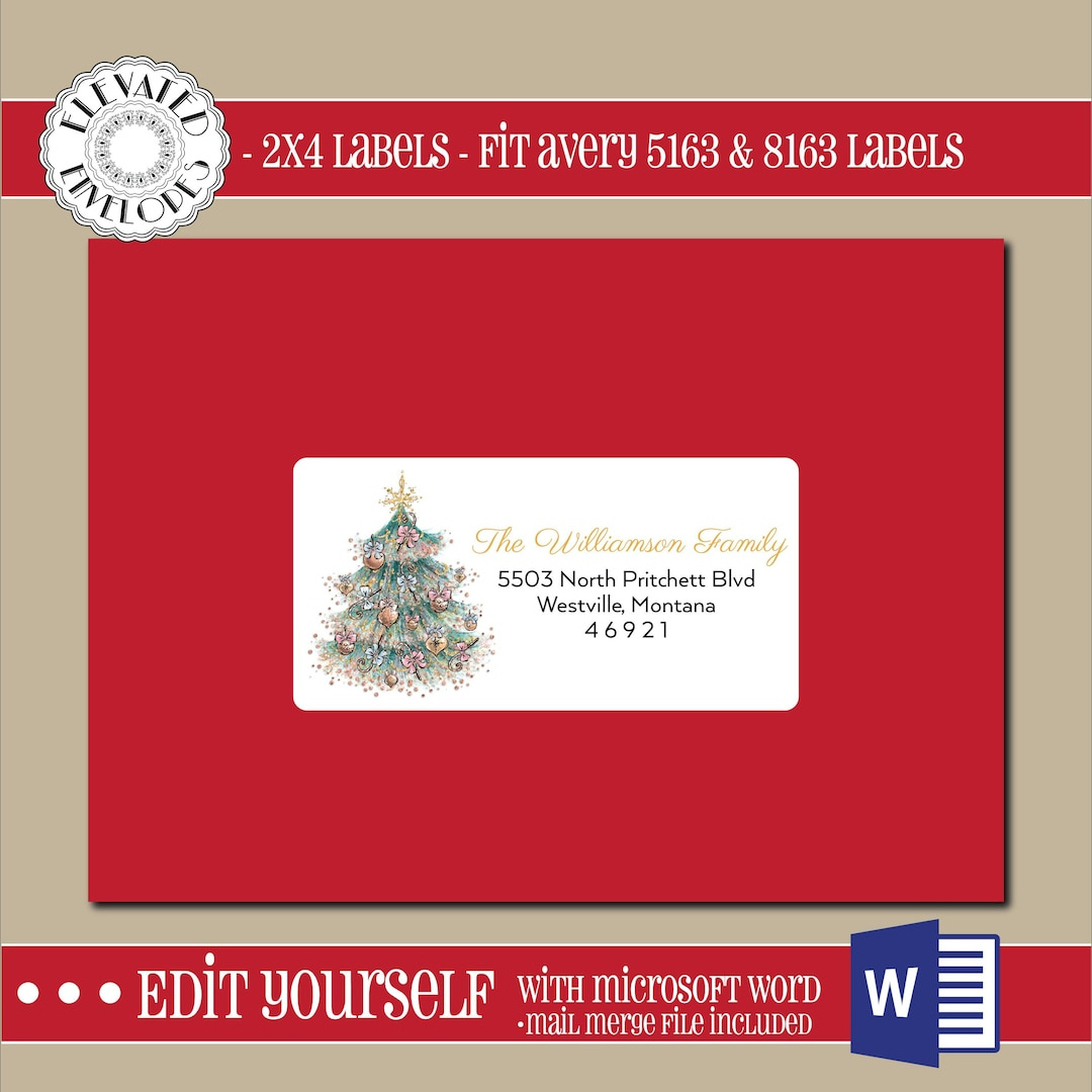 Editable Christmas Address Label Template,2X4 Address Label regarding Printable Christmas Card Address Labels