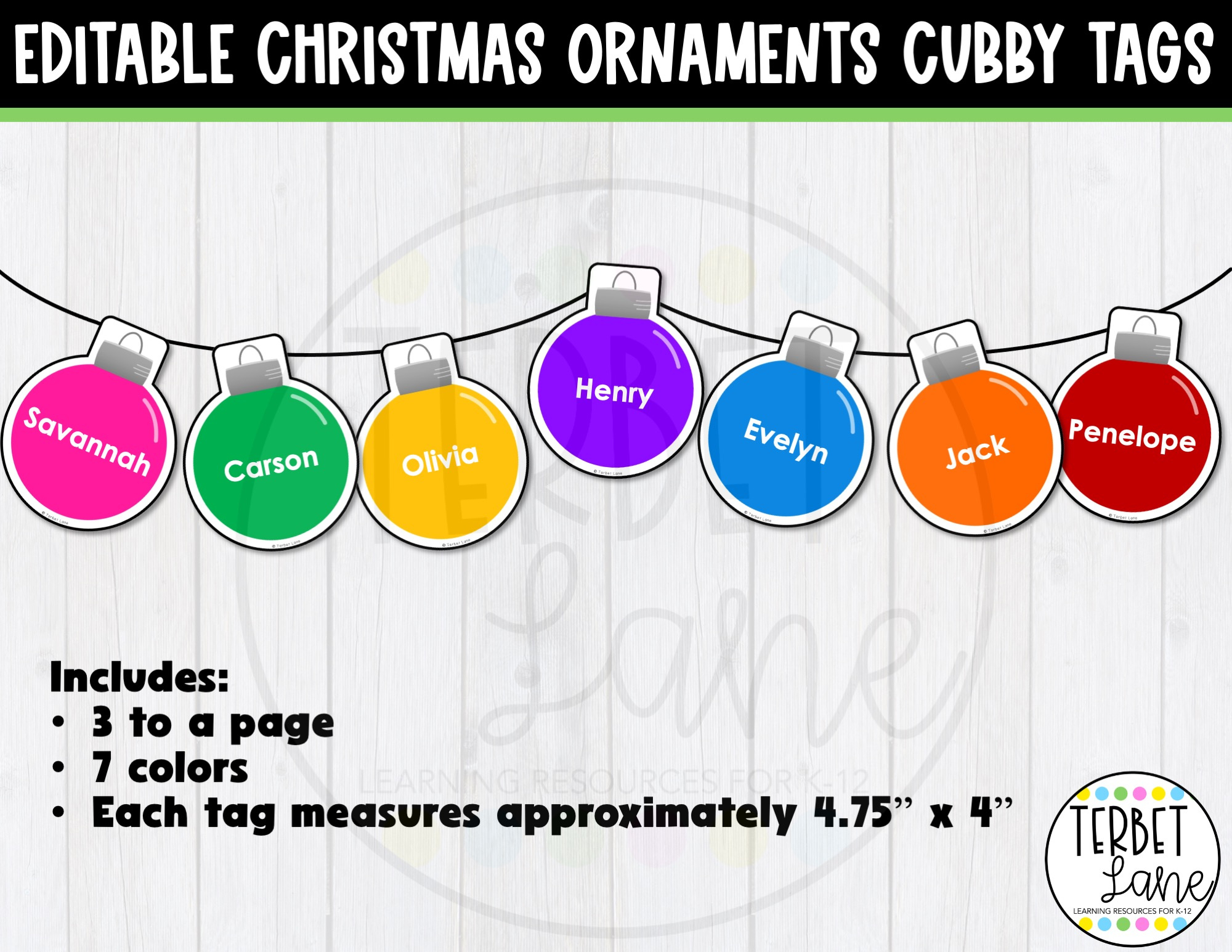 Editable Christmas Ornament Cubby Tags | Locker Labels - Classful in Christmas Cubby Tags Free Printable