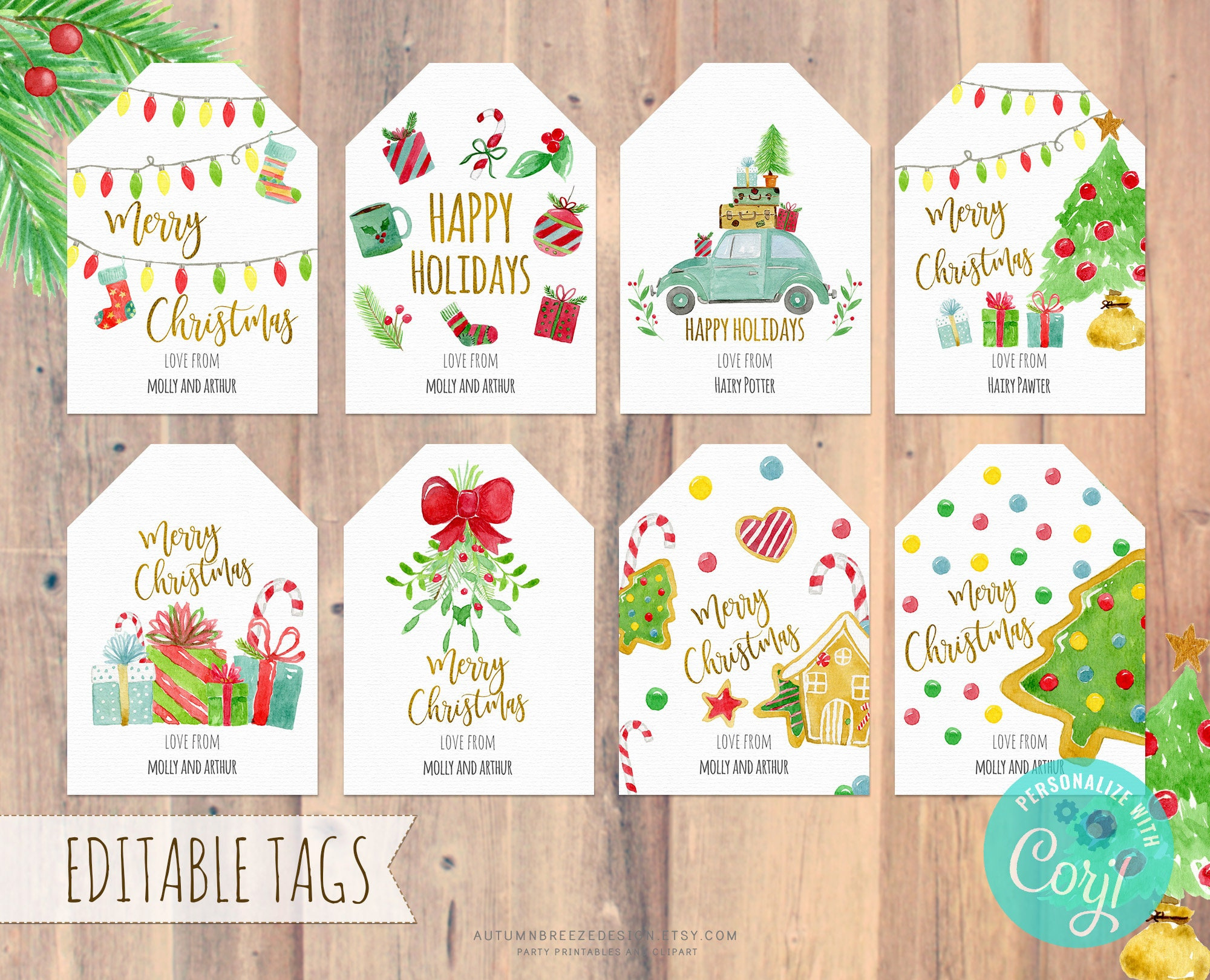 Editable Christmas Tags, Christmas Printable, Holiday Gift Tags with Etsy Printable Christmas Tags