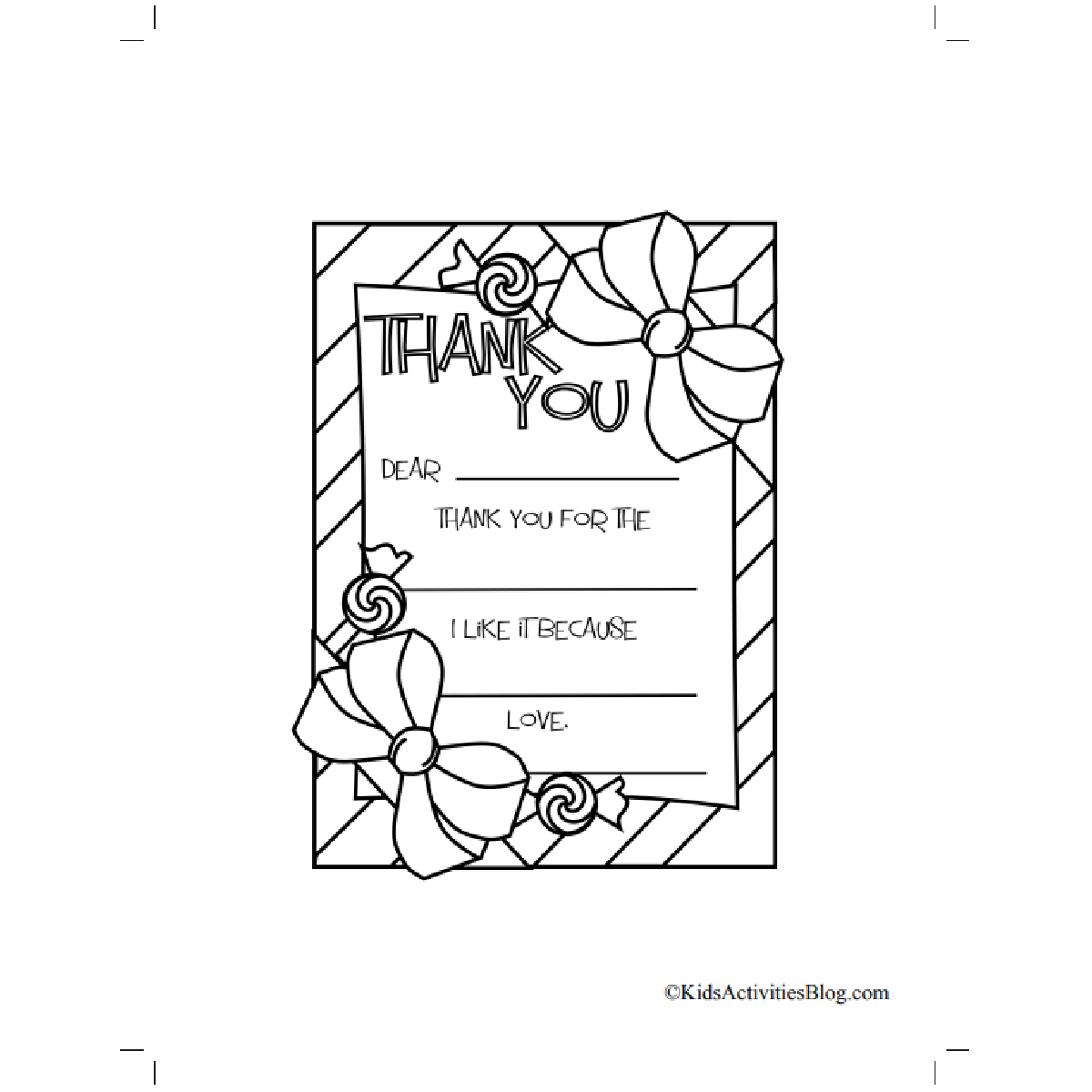 Fill-In-The-Blank Christmas Thank You Cards For Kids Printable within Kids Thank You Cards Printable