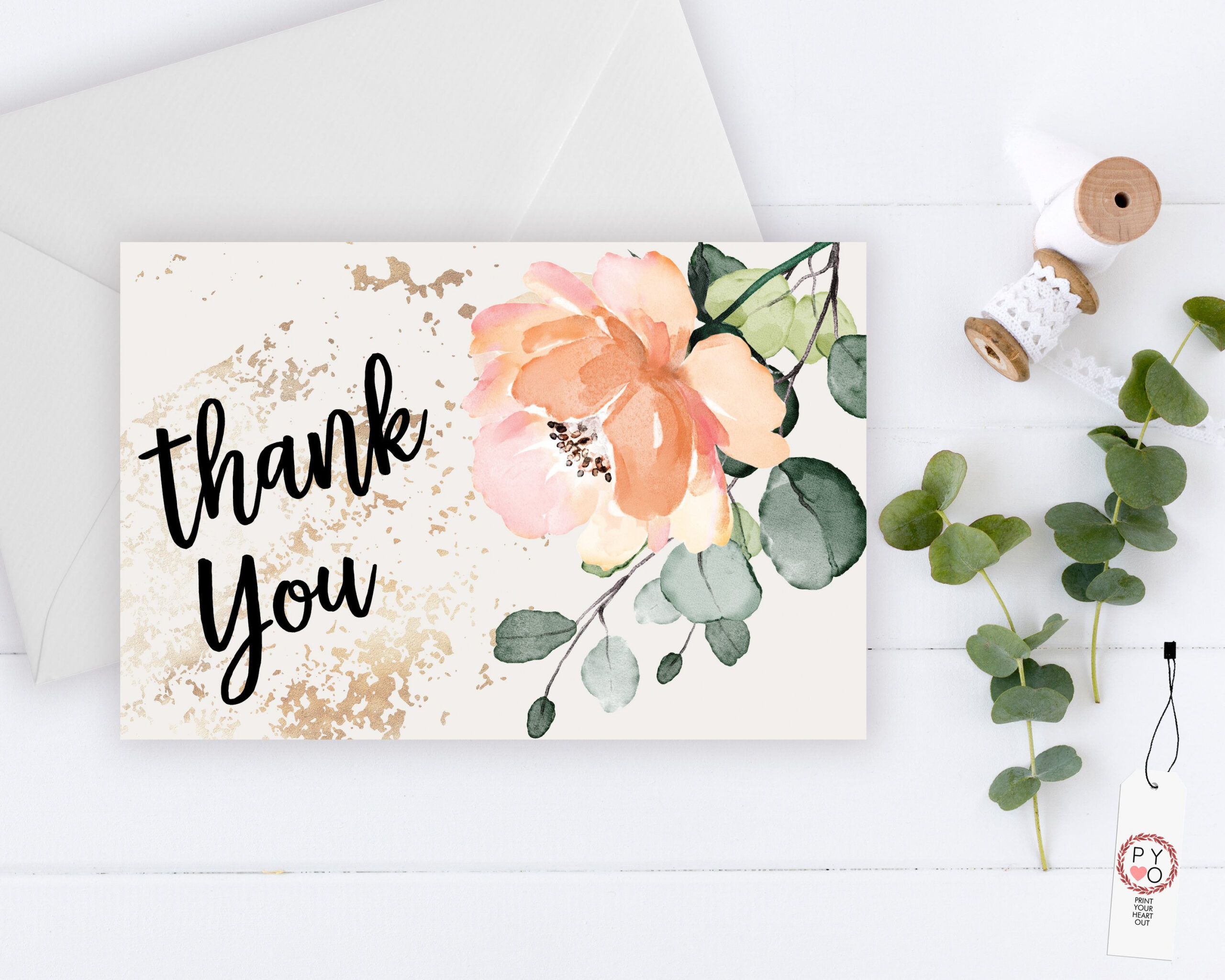 Floral Thank You Card: Printable 4X6 Postcard (Pdf &amp;amp; Jpeg) pertaining to Printable 4x6 Thank You Cards