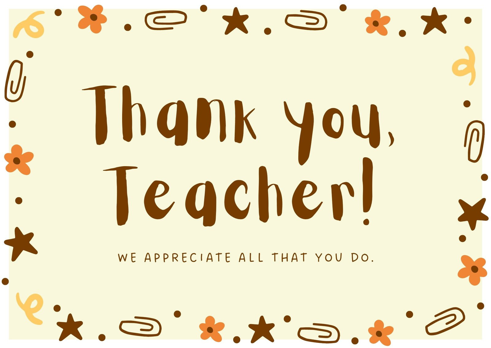Free Custom Printable Teacher Thank You Card Templates | Canva throughout Teacher Thank You Cards Printable