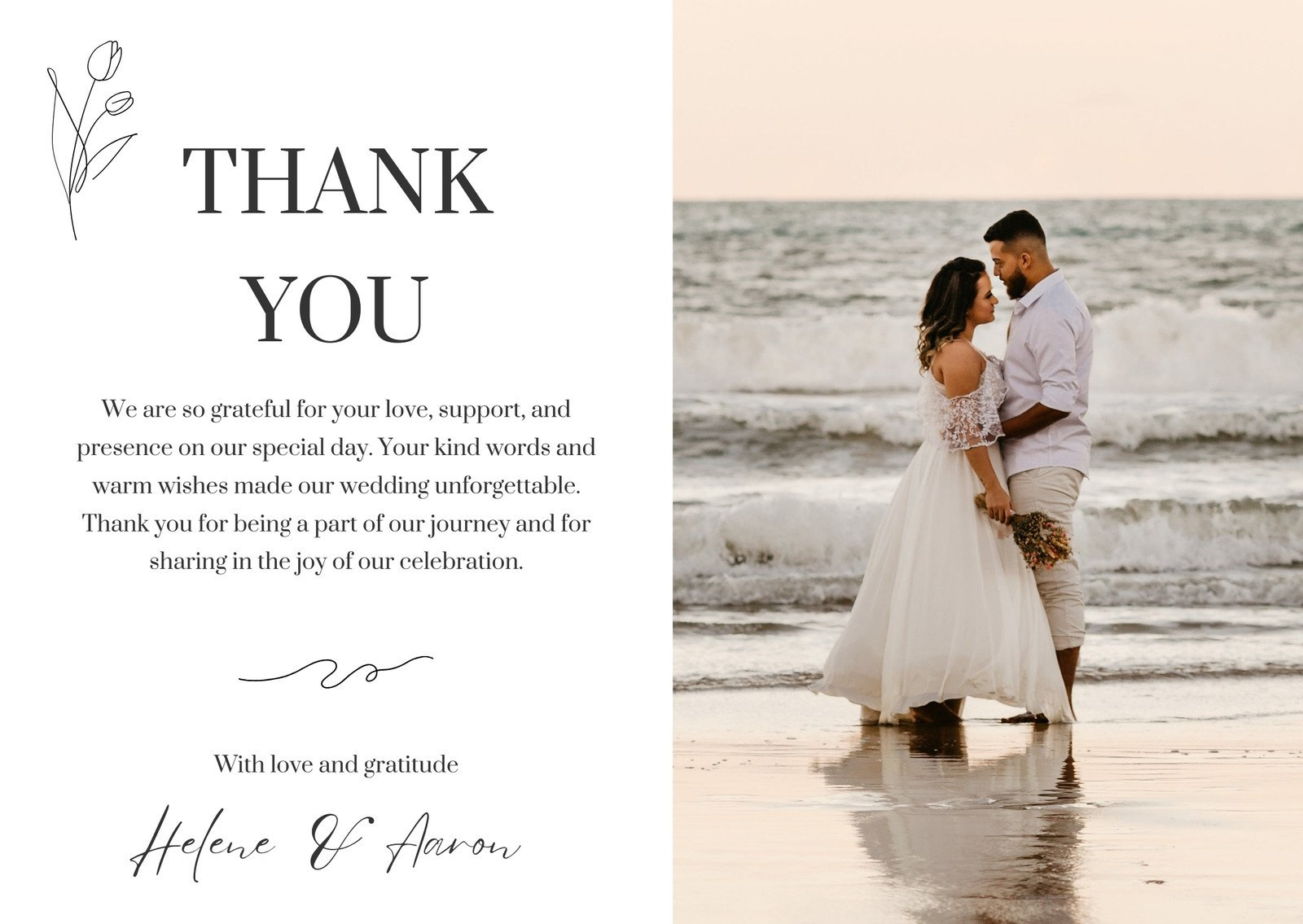 Free Custom Printable Wedding Thank You Card Templates | Canva intended for Printable Thank You Cards Free For Wedding