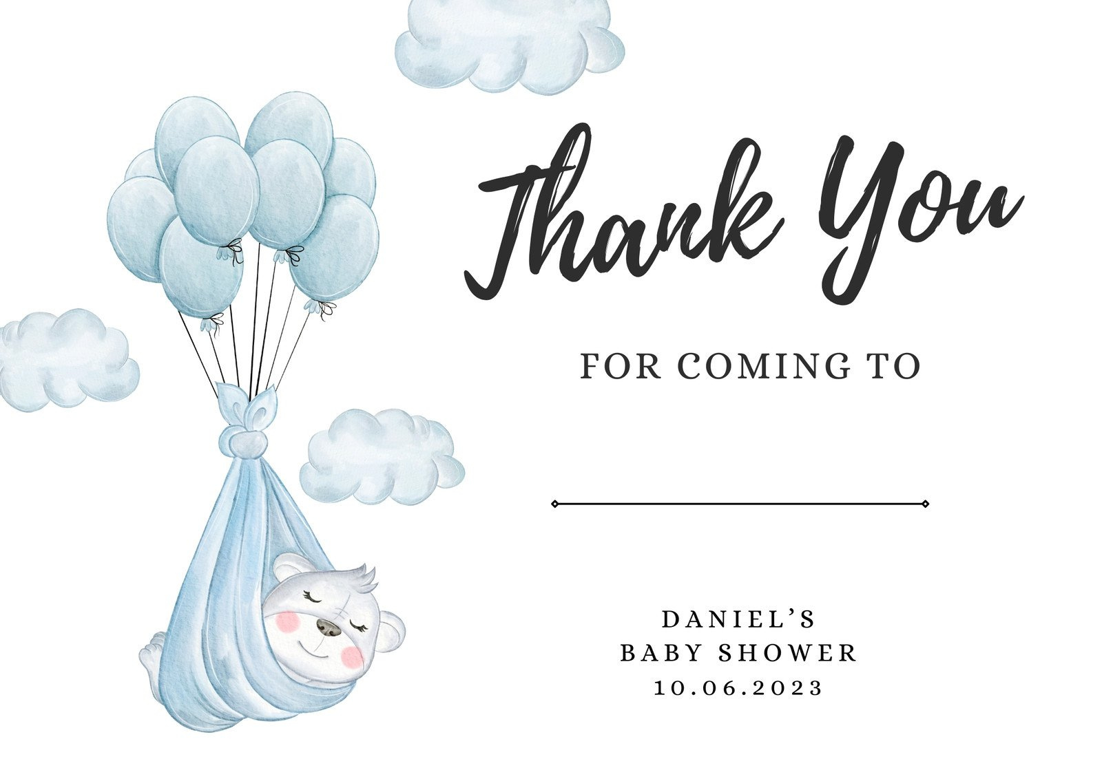 Free Printable Baby Shower Thank You Card Templates | Canva in Free Printable Cards Baby Thank You