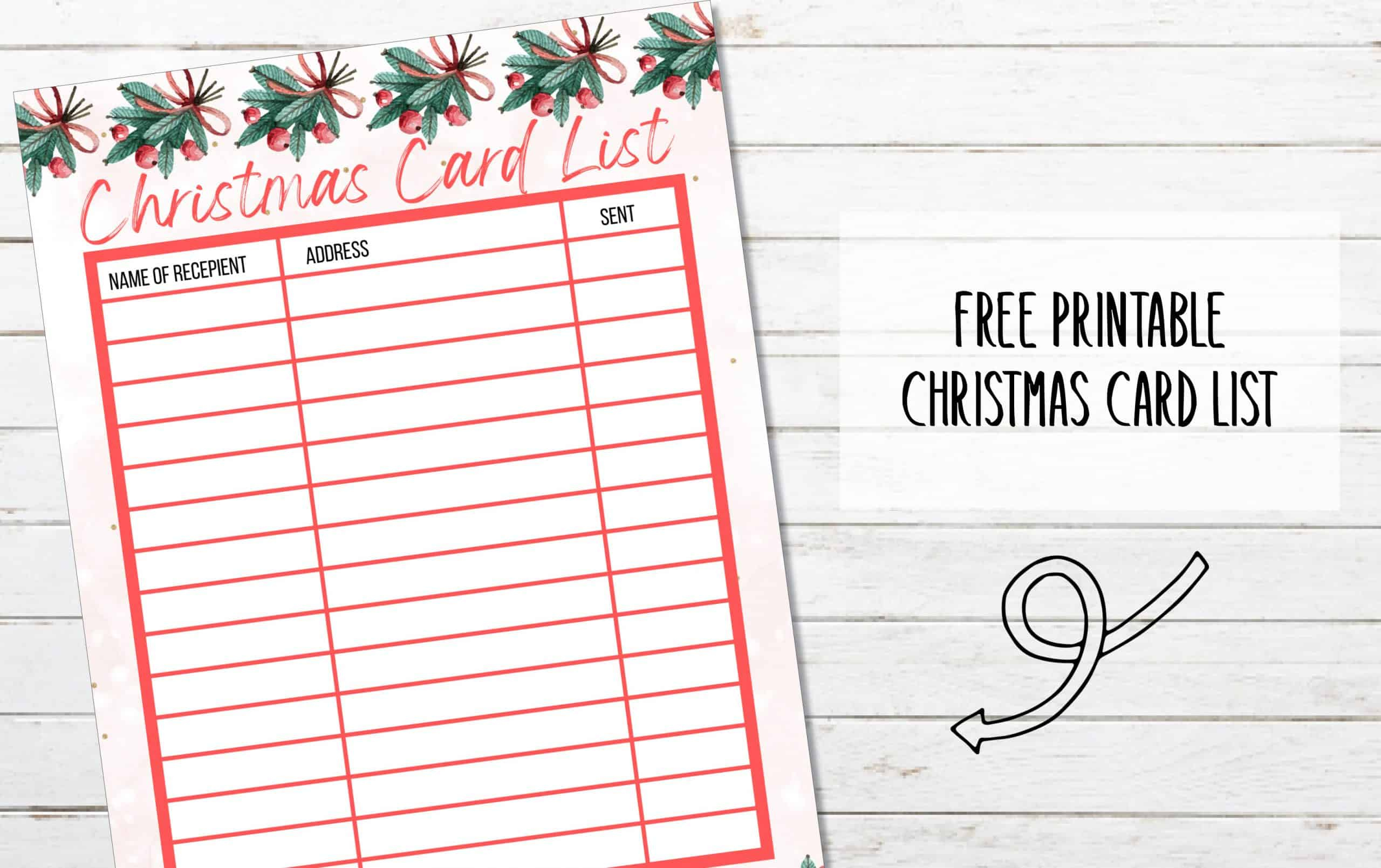 Free Printable Christmas Card List - My Printable Home for Free Printable Christmas Card List