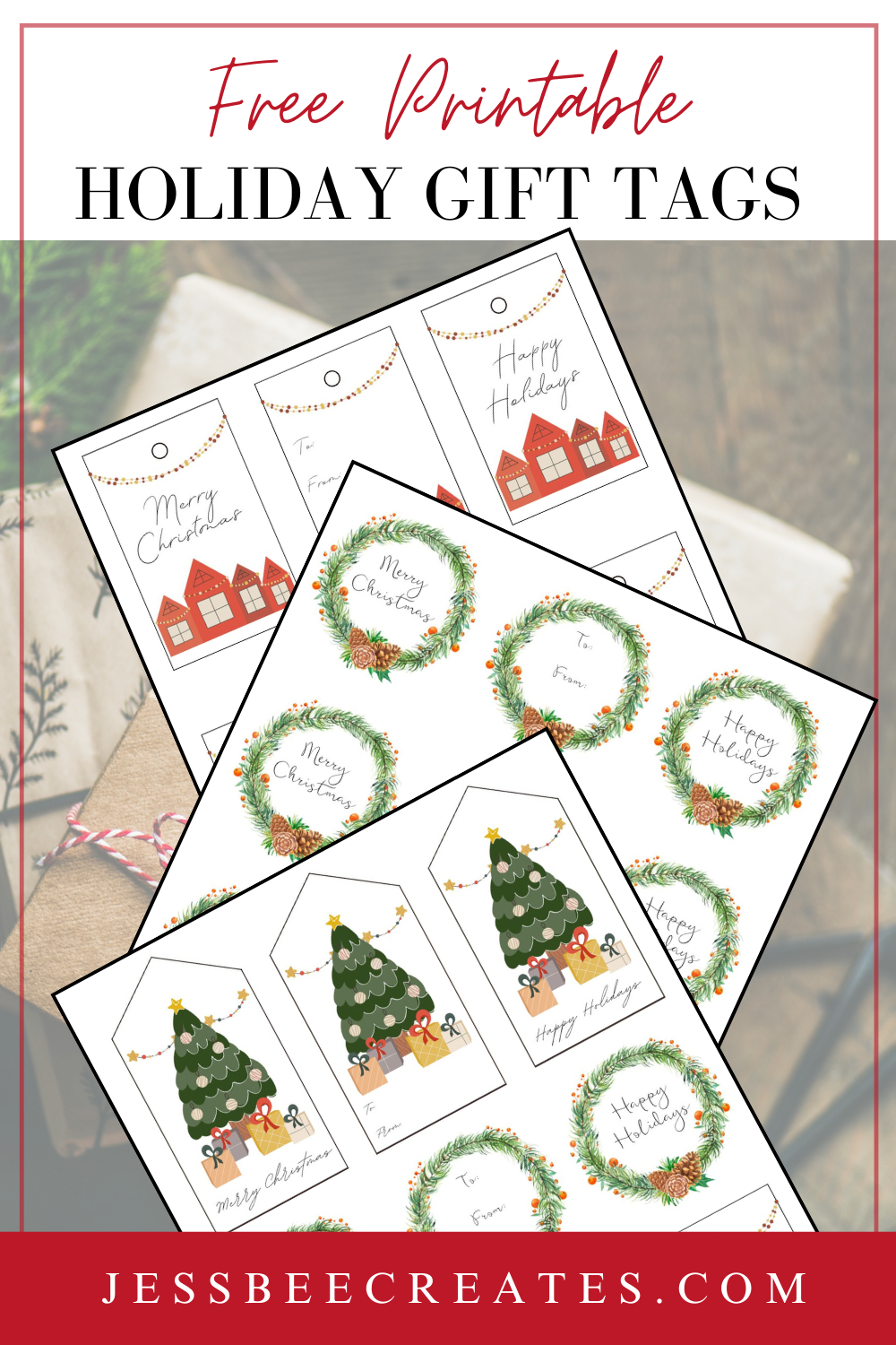 Free Printable Christmas Holiday Gift Tags – Jessbeecreates intended for Printable Christmas Tags Free Download