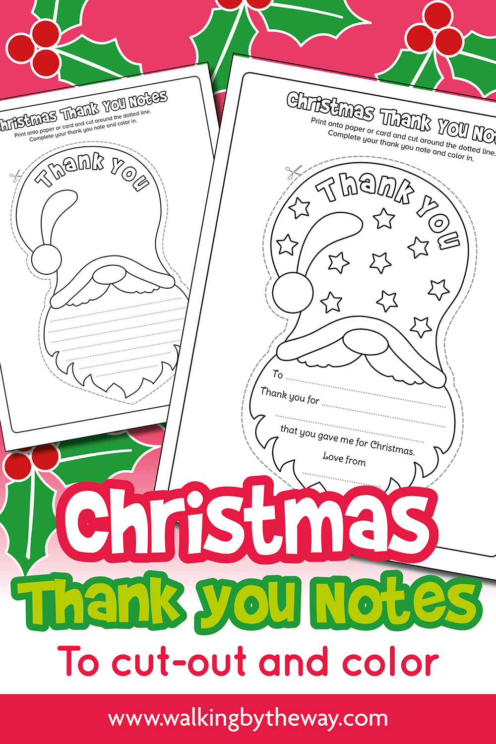 Free Printable Christmas Thank You Notes For Kids - Walkingthe Way with Free Printable Christmas Thank You Note Cards