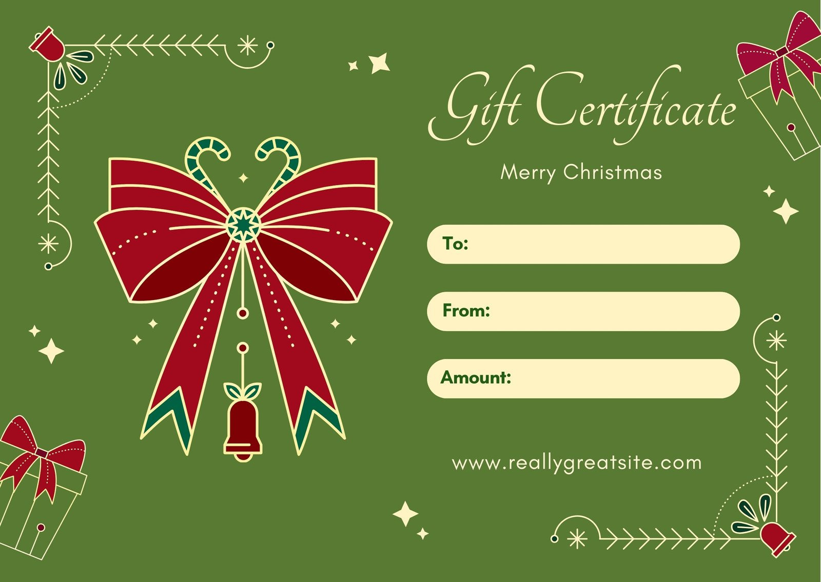 Free, Printable Custom Christmas Gift Certificate Templates | Canva intended for Christmas Gift Card Printable At Home