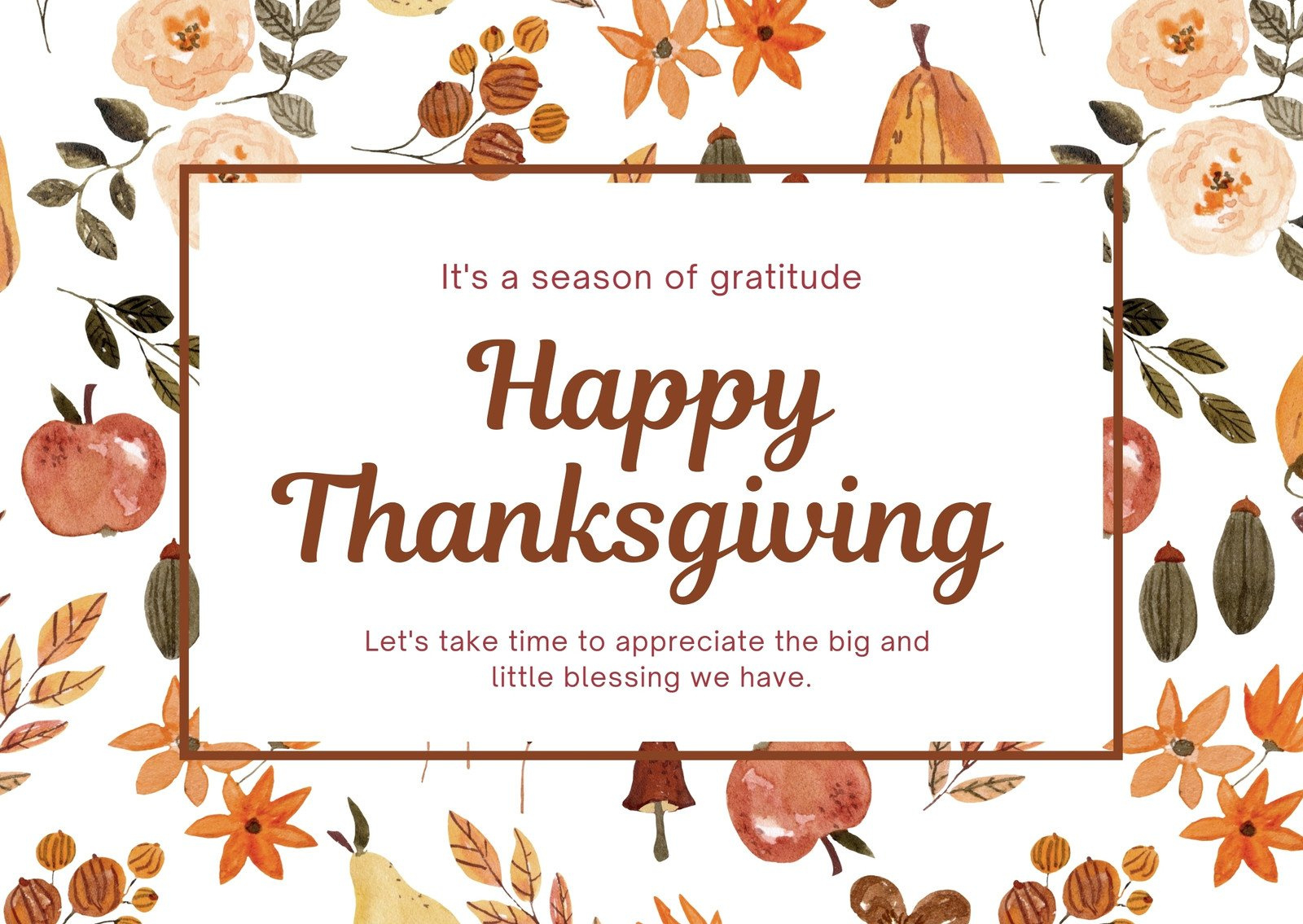 Free Printable, Customizable Thanksgiving Card Templates | Canva within Thanksgiving Thank You Cards Printable