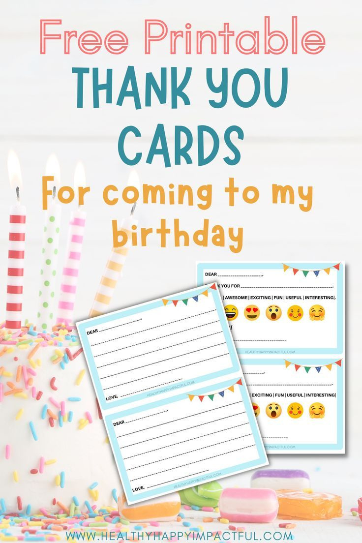 Free Printable 🥳 Thank You For Coming To My Birthday Cards regarding Printable Free Thank You Cards For Birthday
