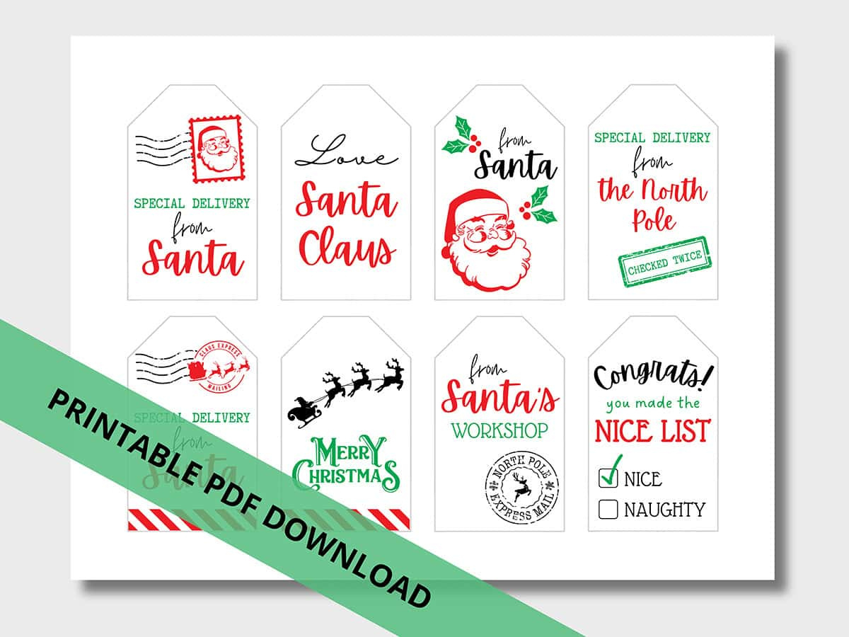 Free Printable &amp;quot;From Santa&amp;quot; Gift Tags For Christmas - Aubree Originals within Pdf Printable Christmas Tags