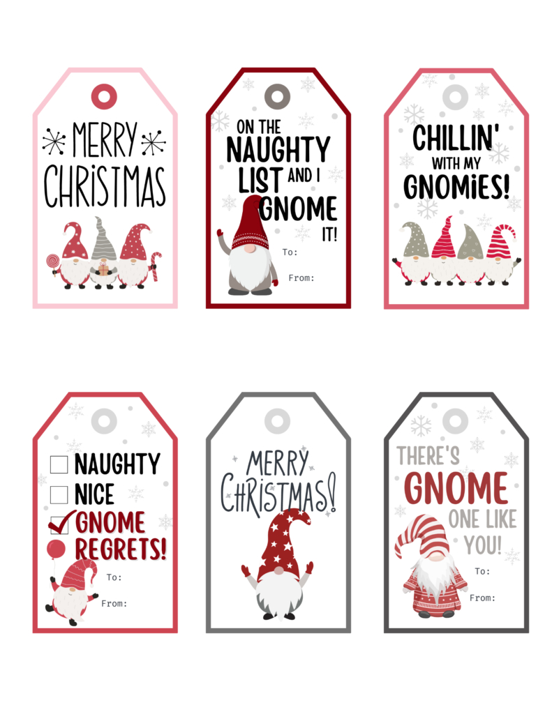 Free Printable Gnome Christmas Gift Tags | Baking You Happier in Cute Christmas Gift Tags Printable